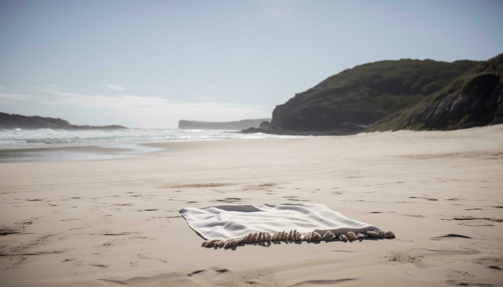 Tranquil seascape, remote cliff, beauty in nature generated by AI photo