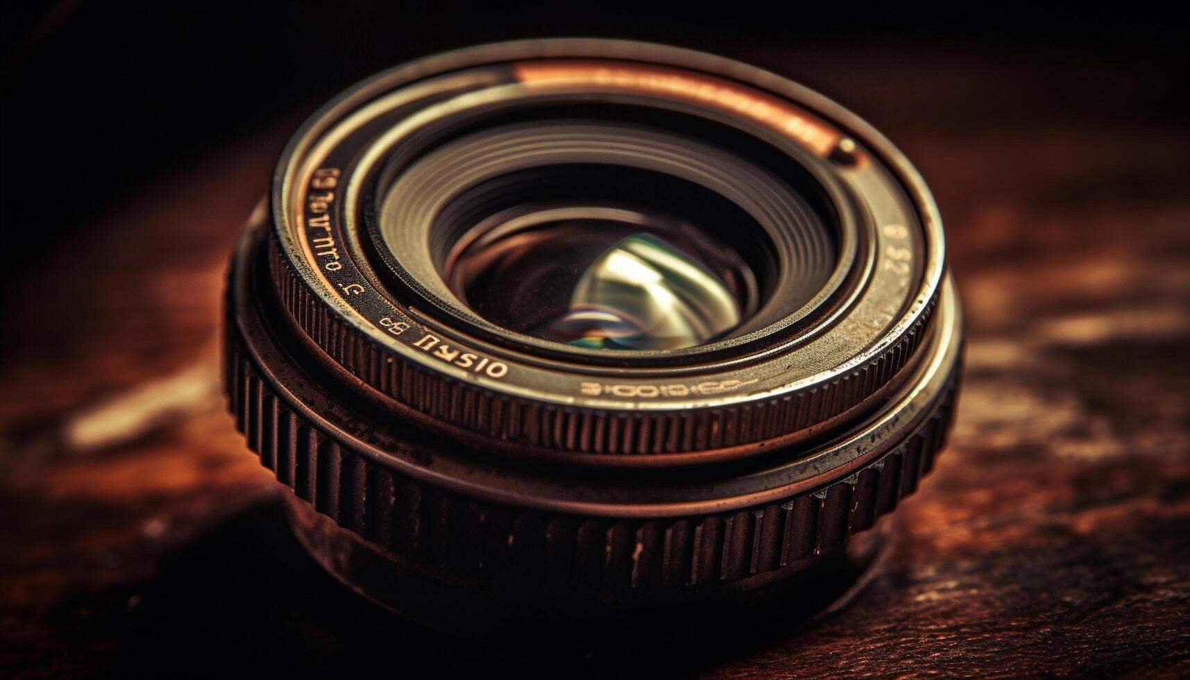 Antique SLR camera with telephoto lens zooms generated by AI photo