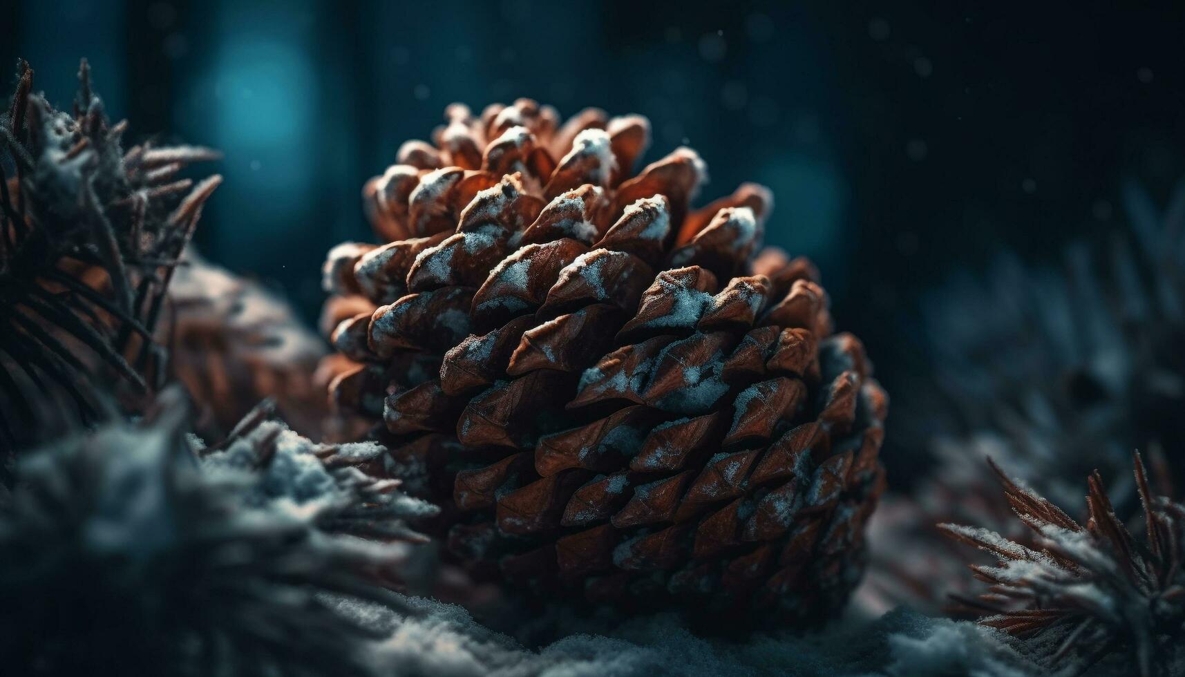 Evergreen pine cone decoration adds winter freshness generated by AI photo