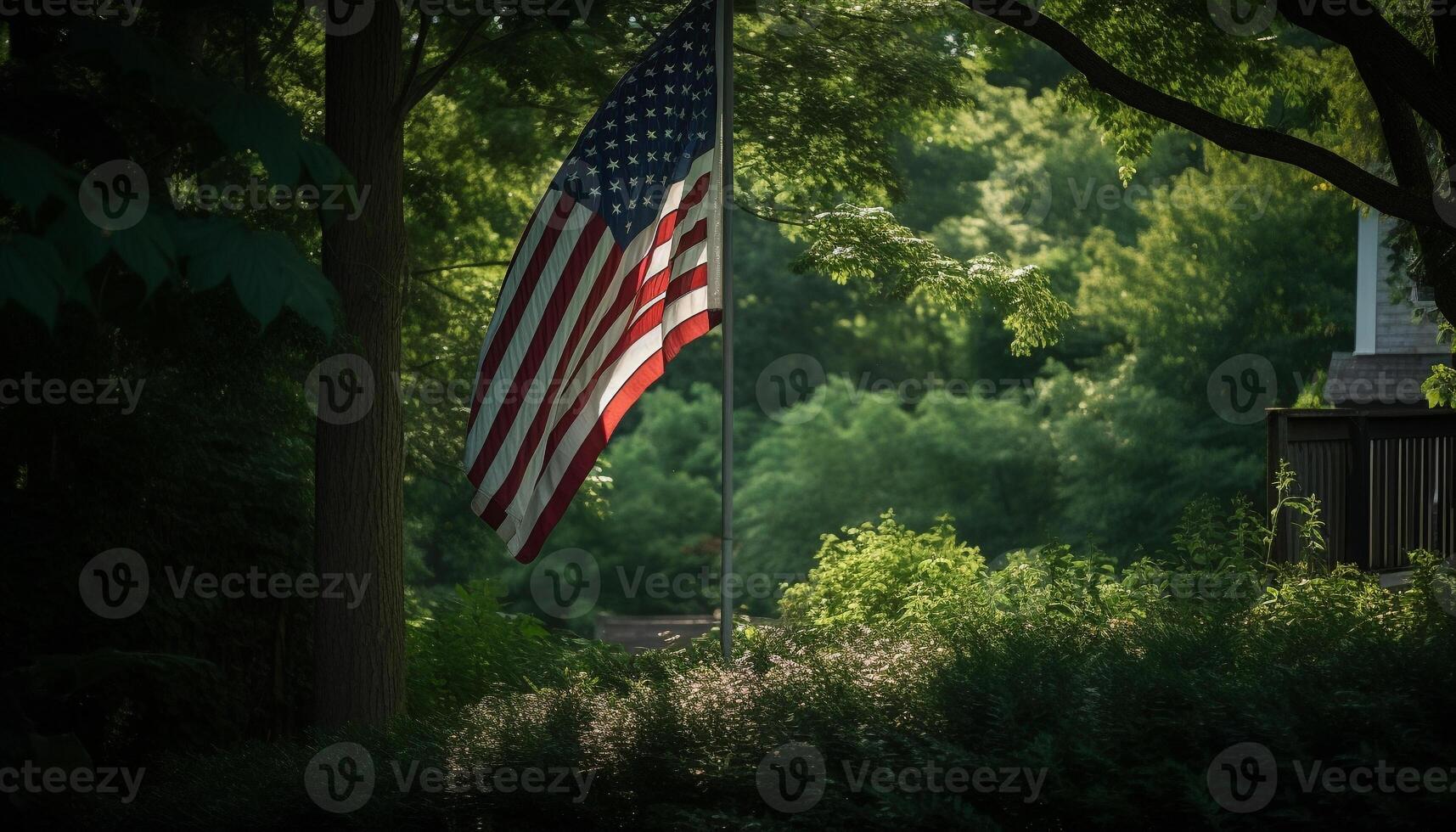 Freedom star shines bright in nature beauty generated by AI photo