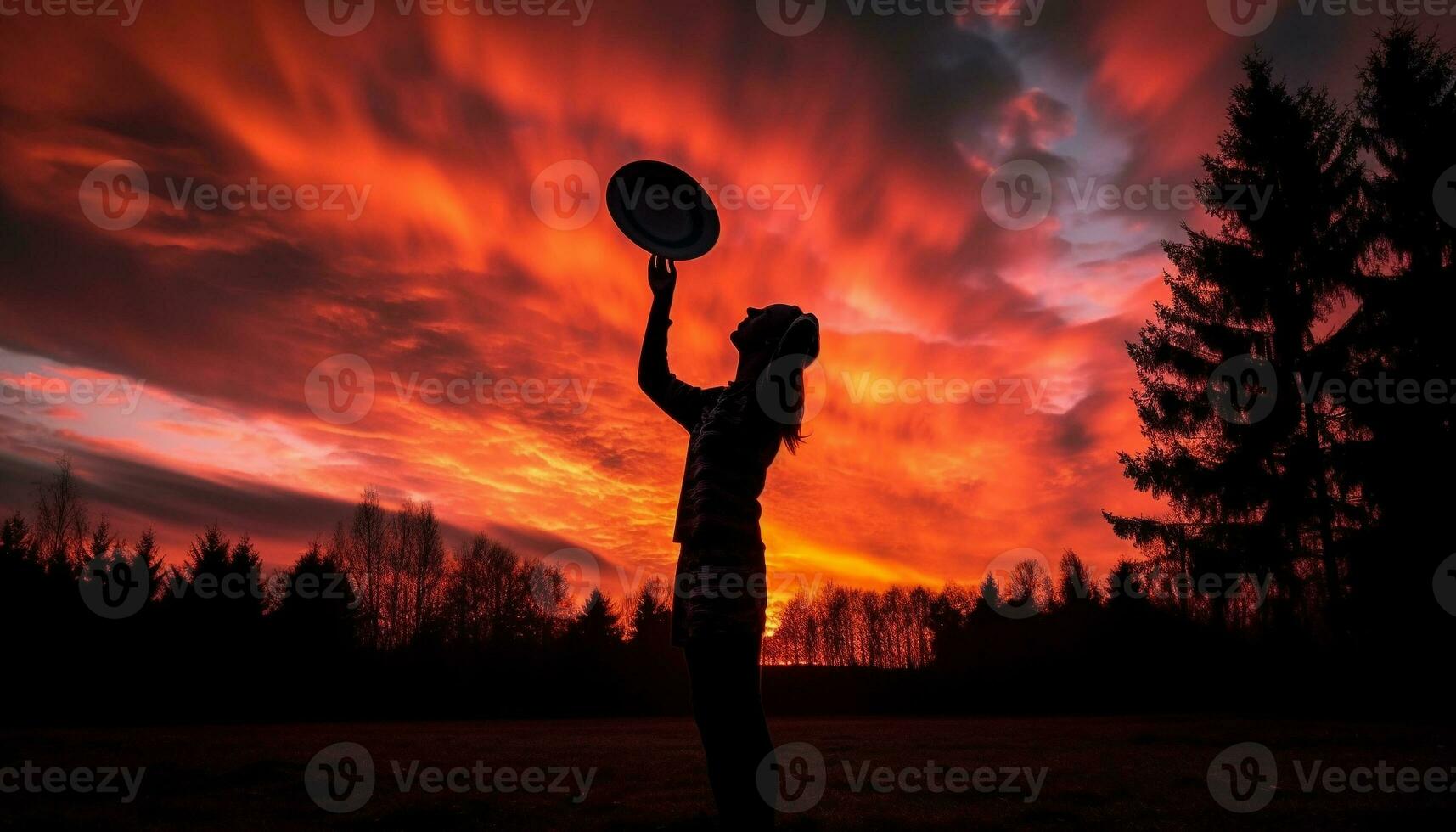 Silhouette of women playing tennis at sunset generated by AI photo