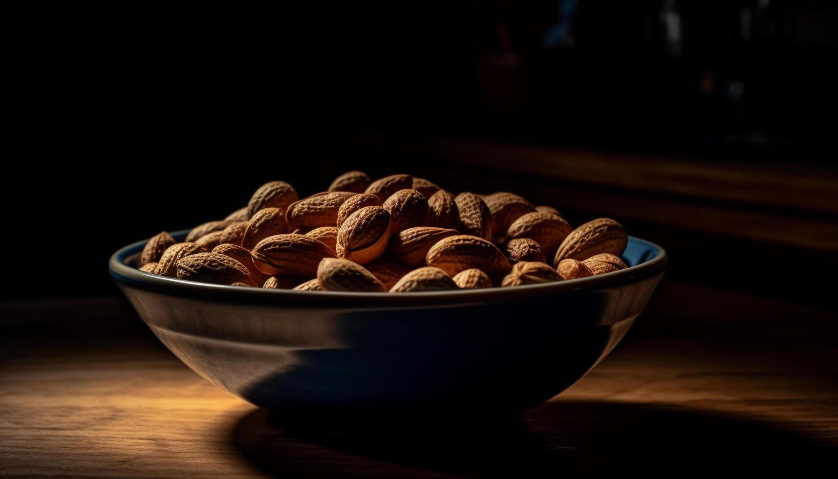 Healthy snack bowl with organic nuts and fruit generated by AI photo