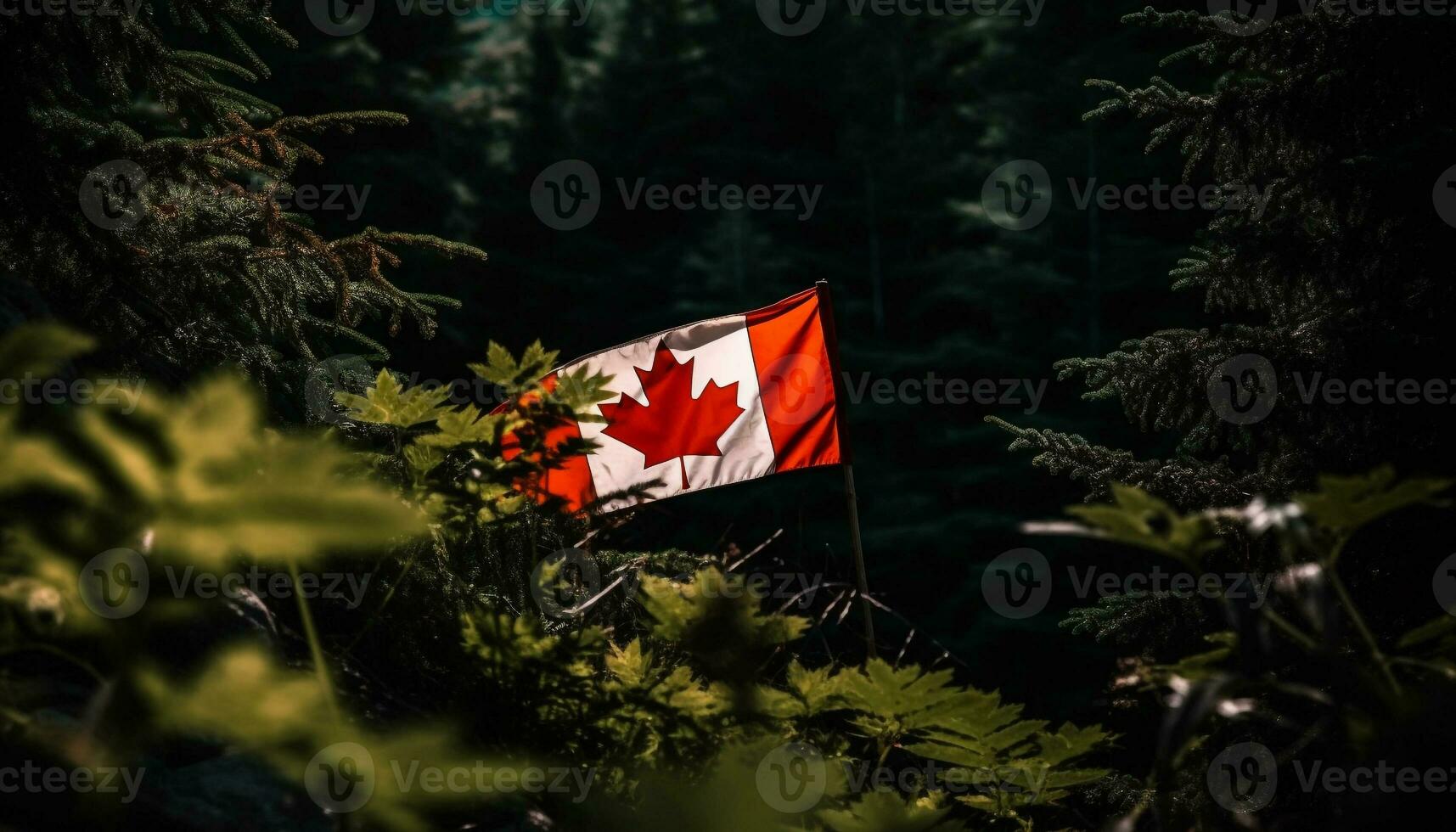 Majestic maple tree symbolizes Canadian patriotism and freedom generated by AI photo