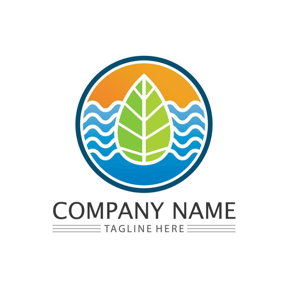 tree Nature Farm and farming vector logo illustration design. sun farm.Isolated illustration of fields  farm landscape and sun. Concept for agriculture ,harvesting ,natural farm,  organic products.