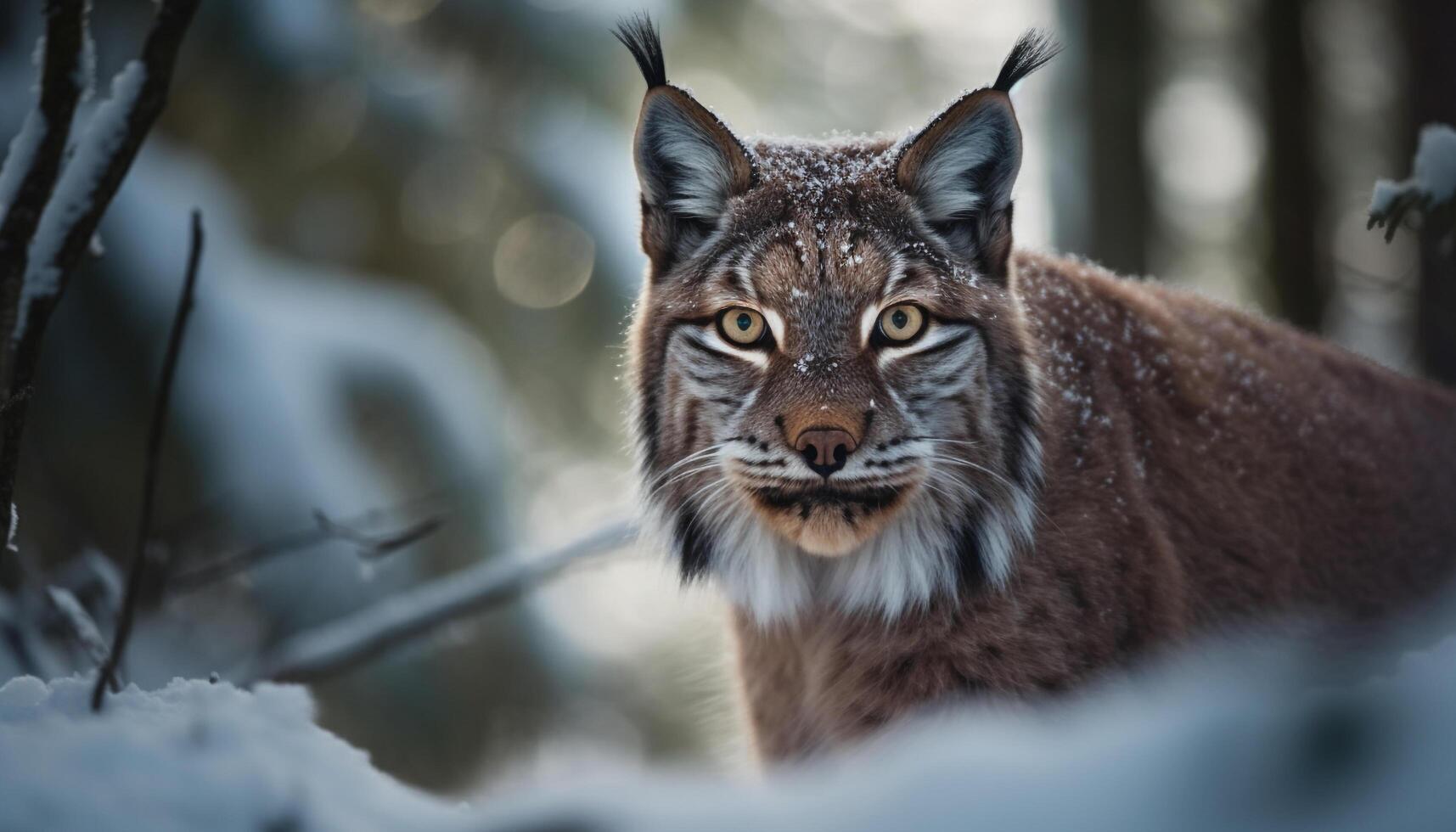 Fierce snow leopard staring, majestic beauty captured generated by AI photo