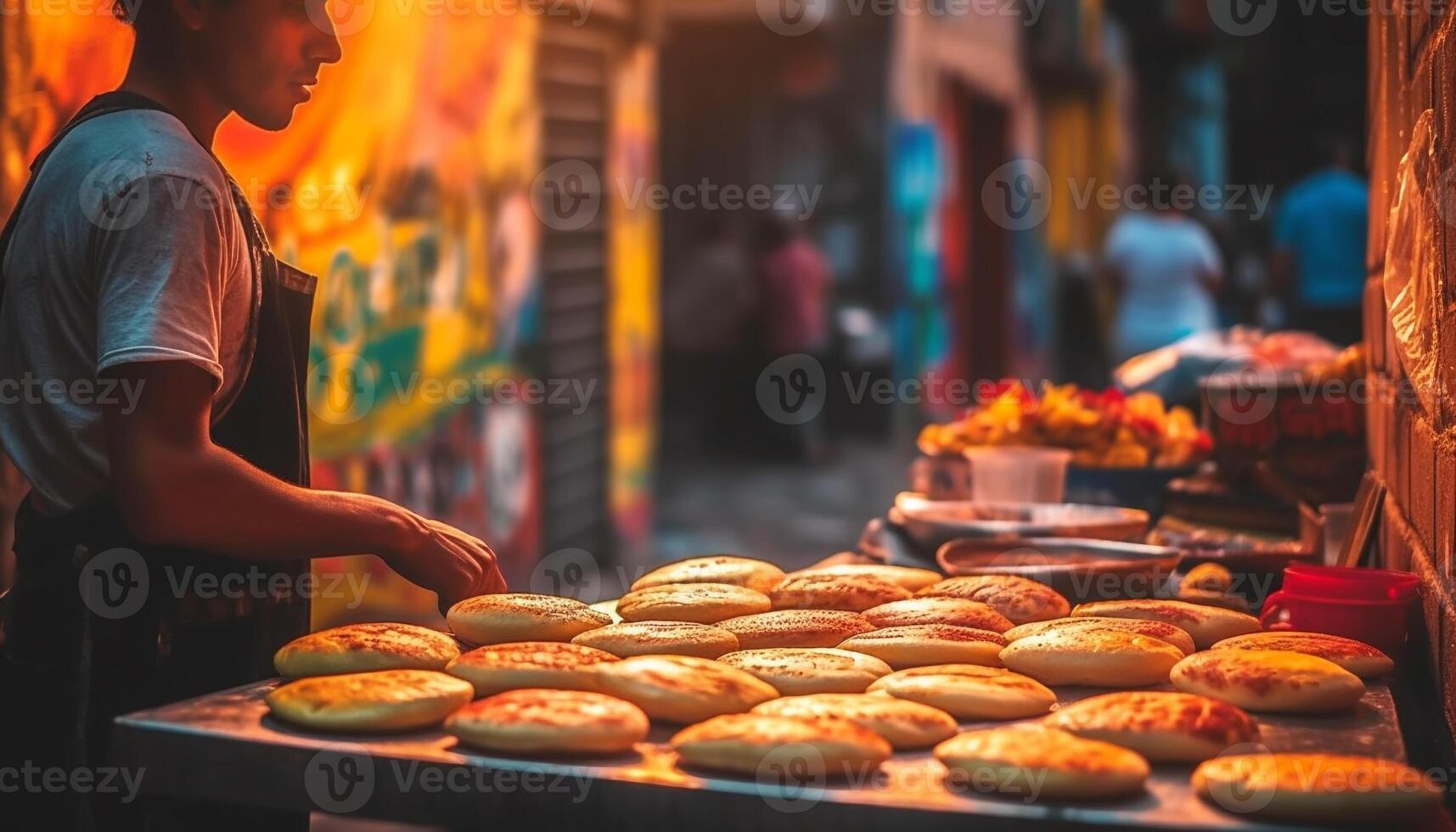 One person selling fresh street food outdoors generated by AI 24715345