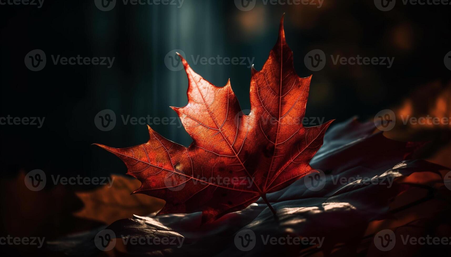 Vibrant autumn maple tree, a fiery beauty generated by AI photo