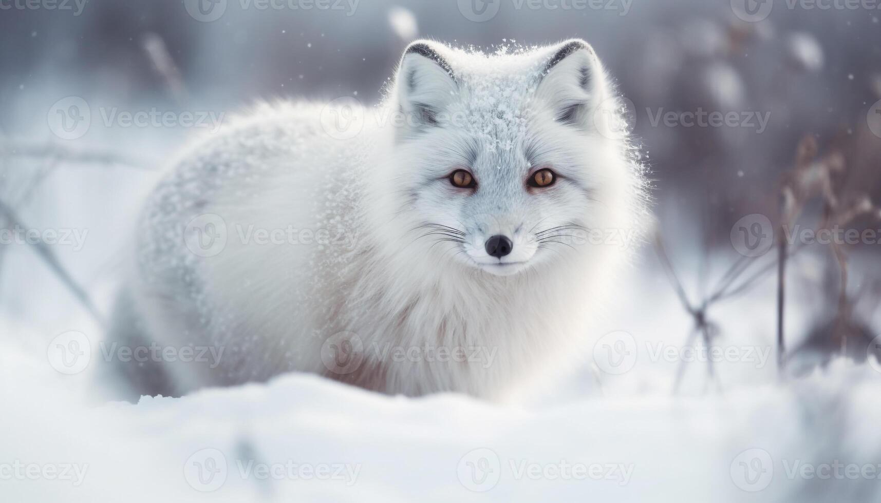 Fluffy red fox looking at camera outdoors generated by AI photo