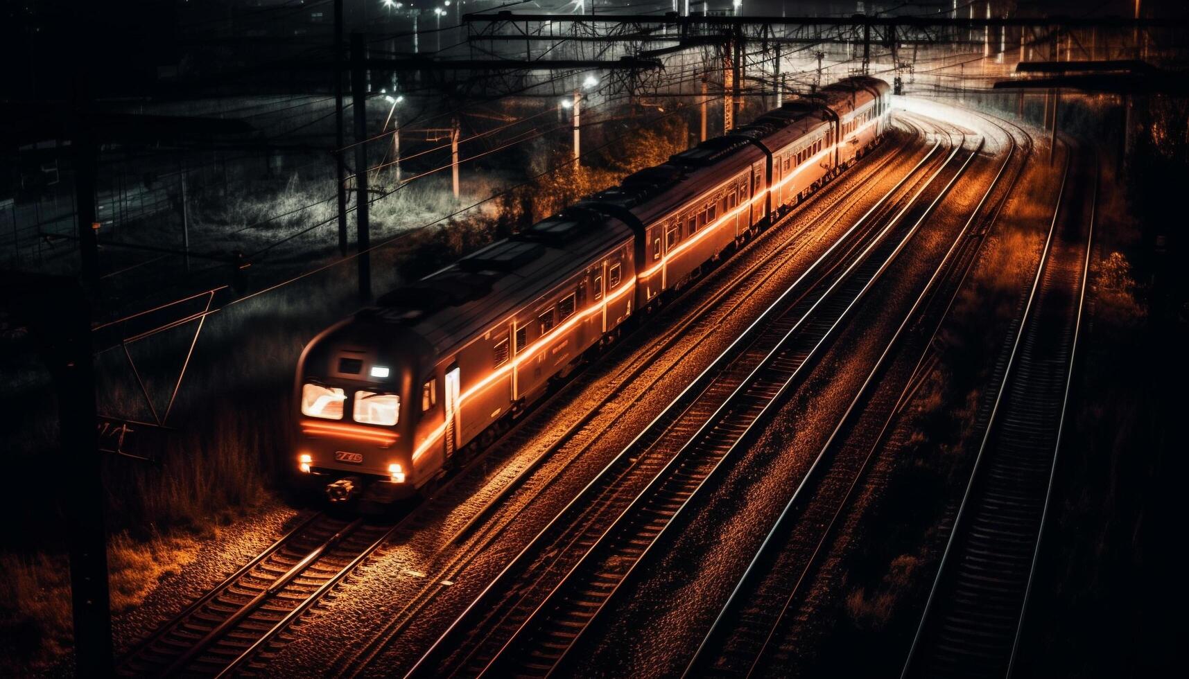 borroso movimiento de subterraneo tren en paisaje urbano generado por ai foto