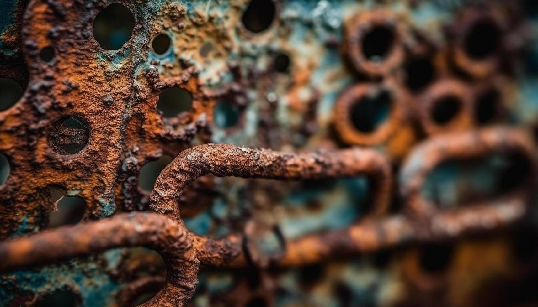 Weathered steel wheel, abandoned in nature grasp generated by AI photo