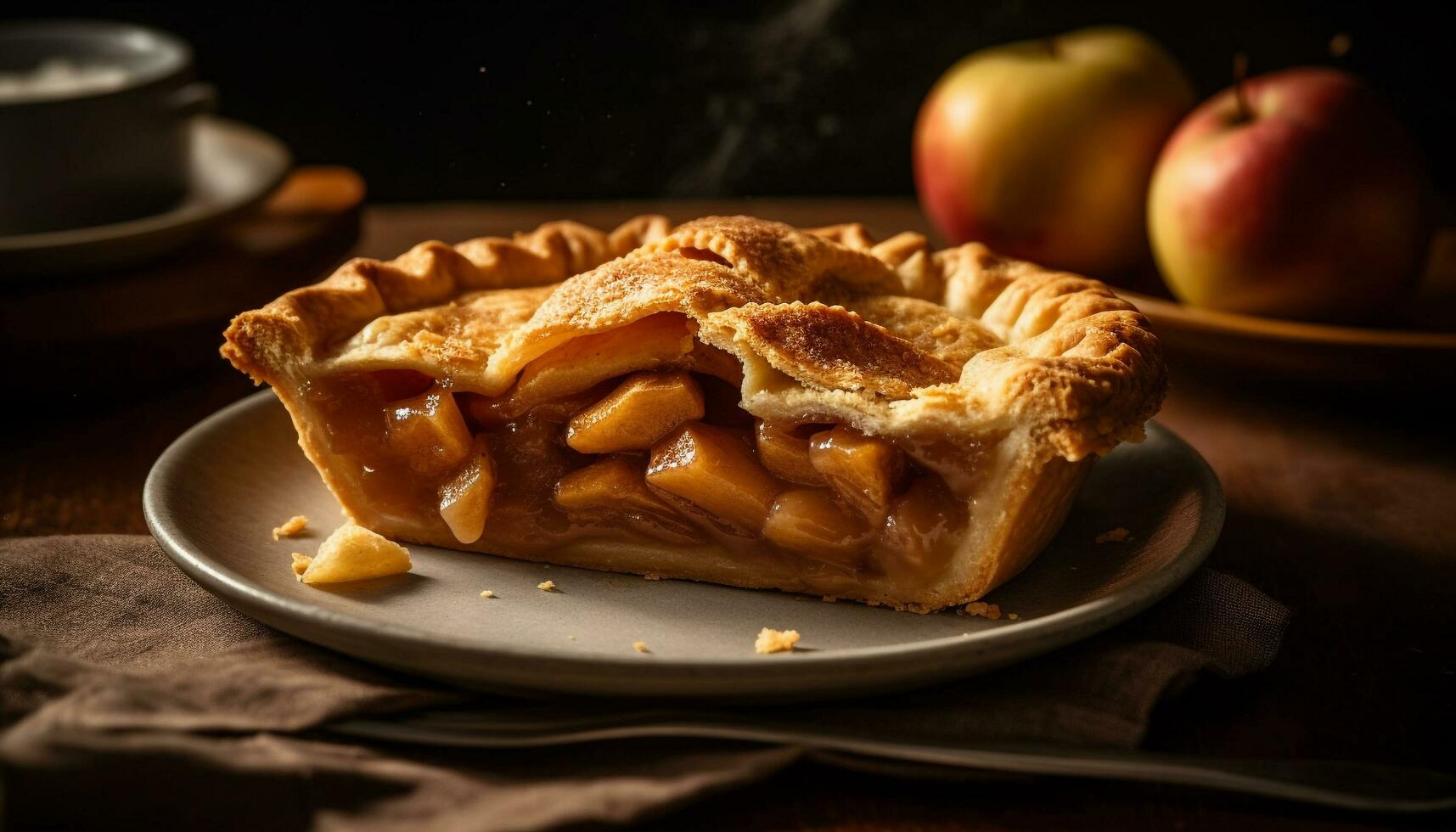 Homemade apple pie, baked to perfection generated by AI photo