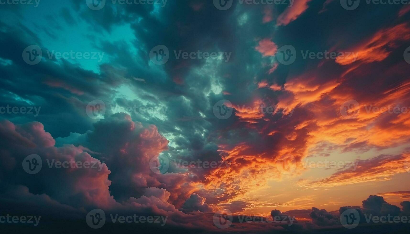 Vibrant sky, nature beauty in multi colored sunset generated by AI photo