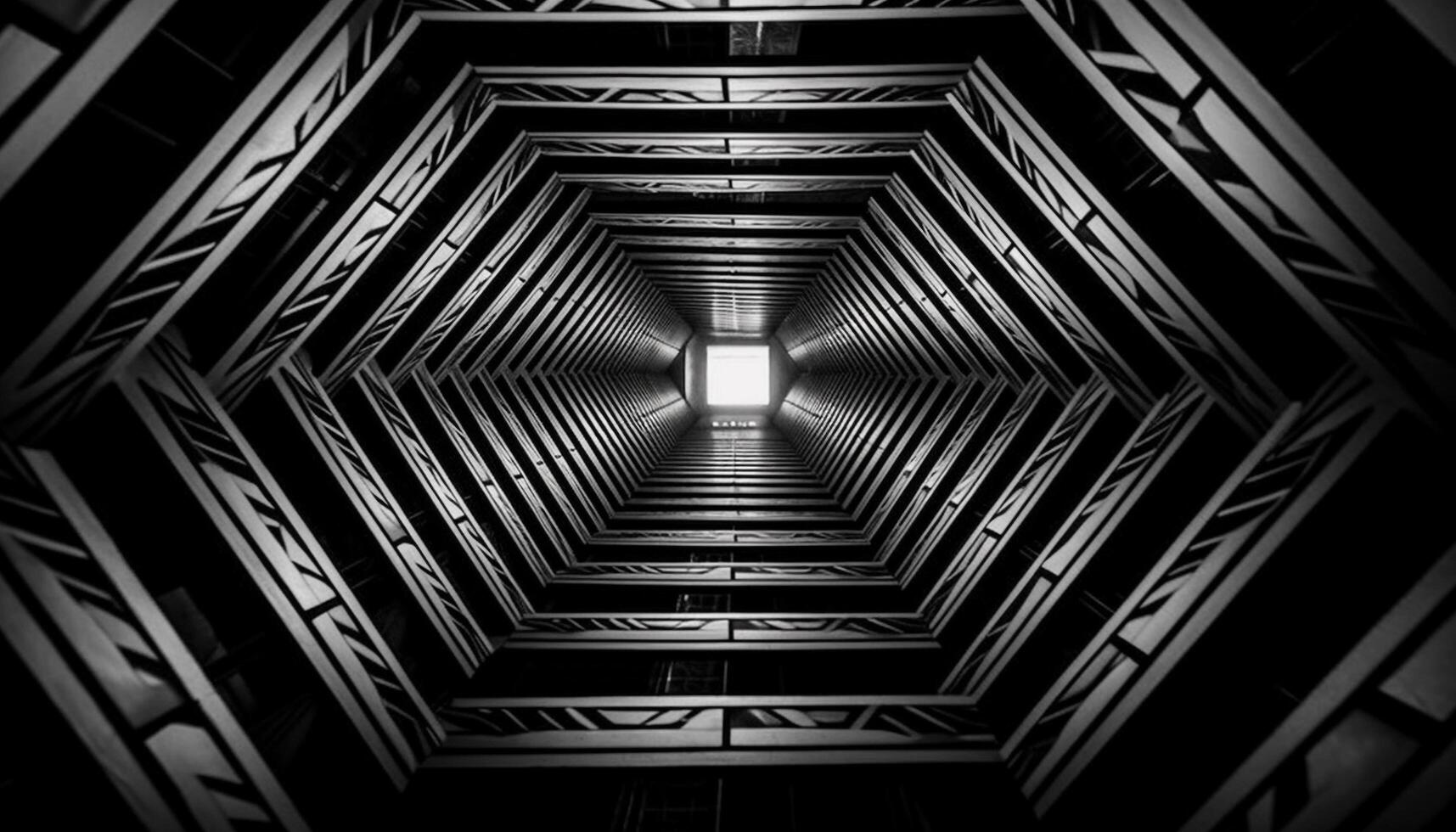 Futuristic architecture in monochrome, geometric shapes abound generated by AI photo