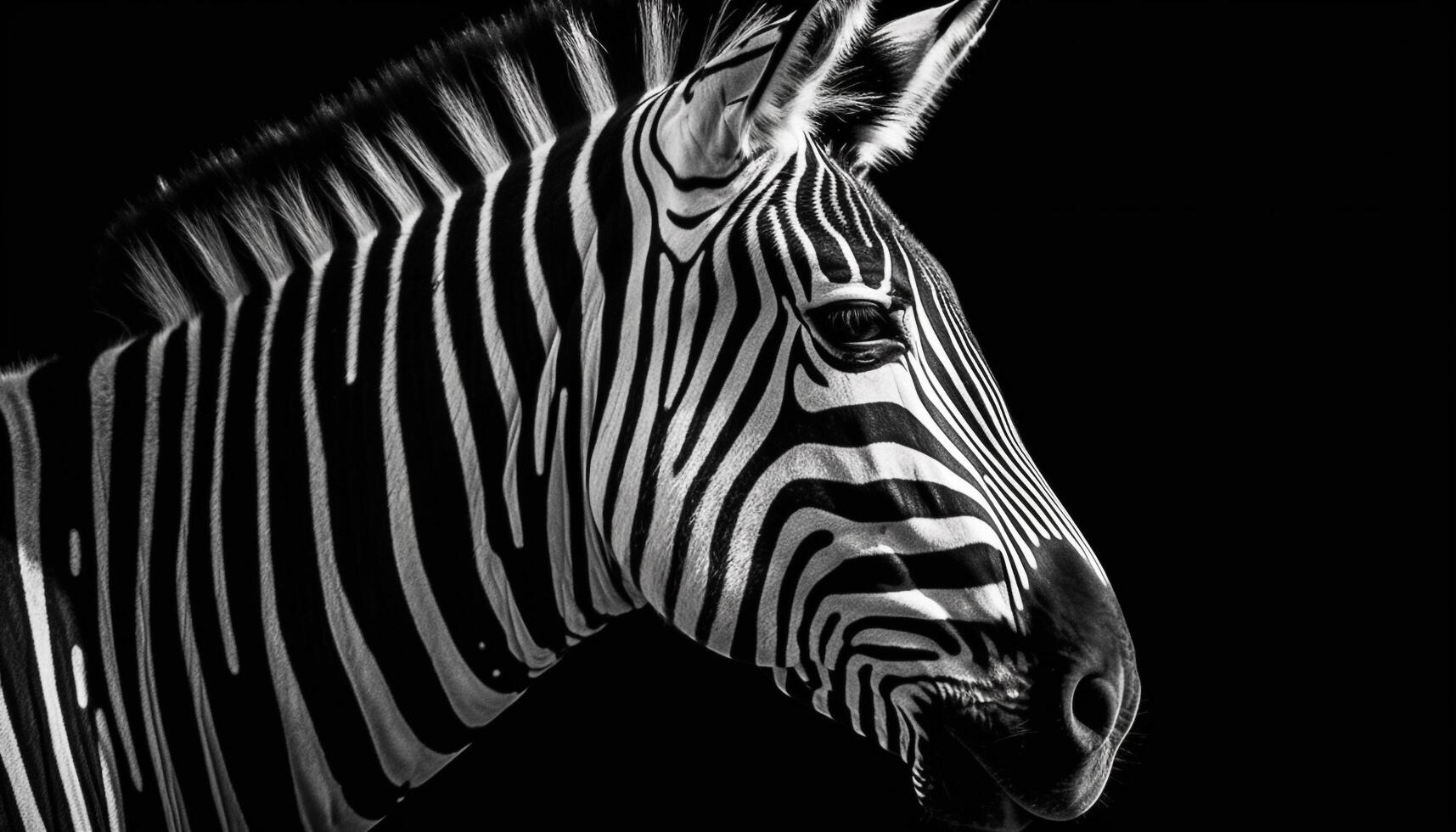 Striped zebra in black and white elegance generated by AI photo