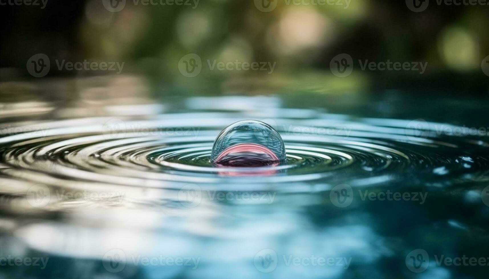 Blue water drop reflects nature beauty perfectly generated by AI photo