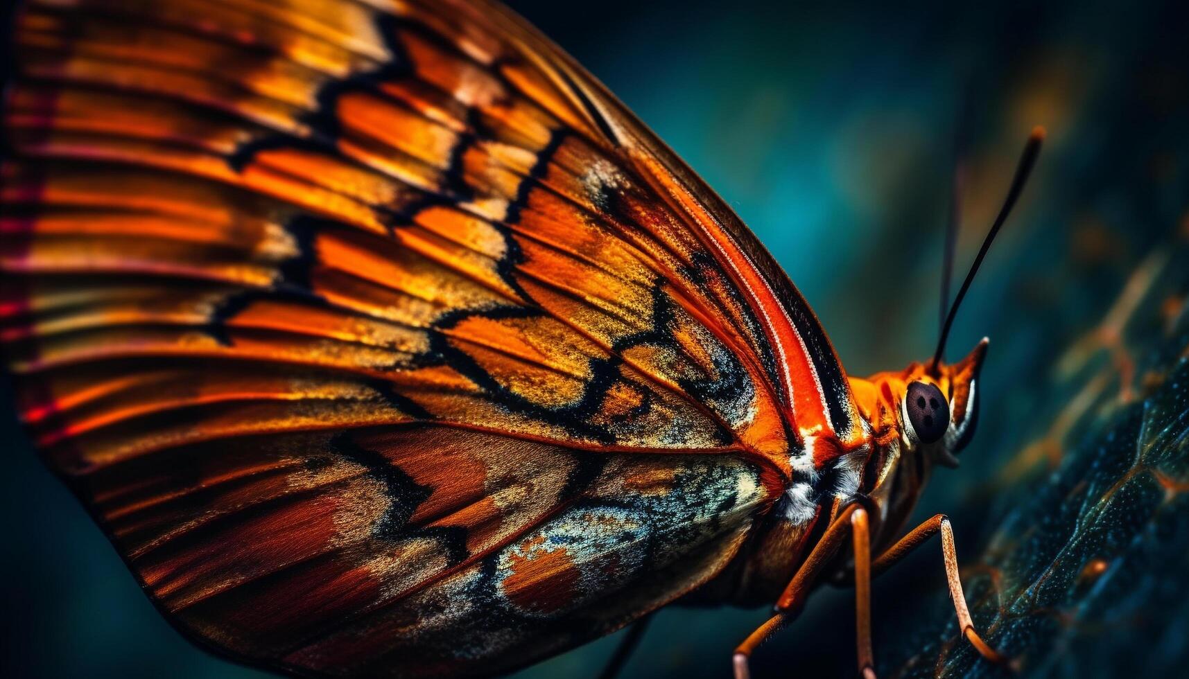 Vibrant butterfly wing, yellow and multi colored generated by AI photo