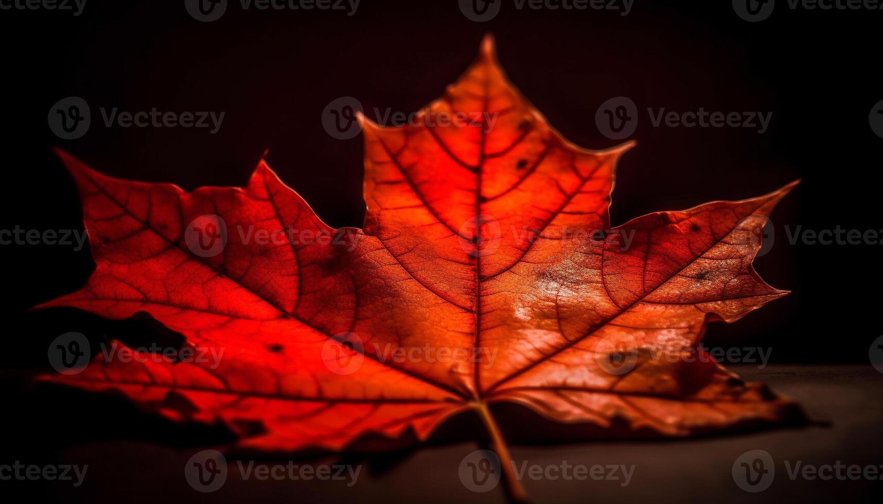 Vibrant autumn maple leaf, glowing gold color generated by AI photo