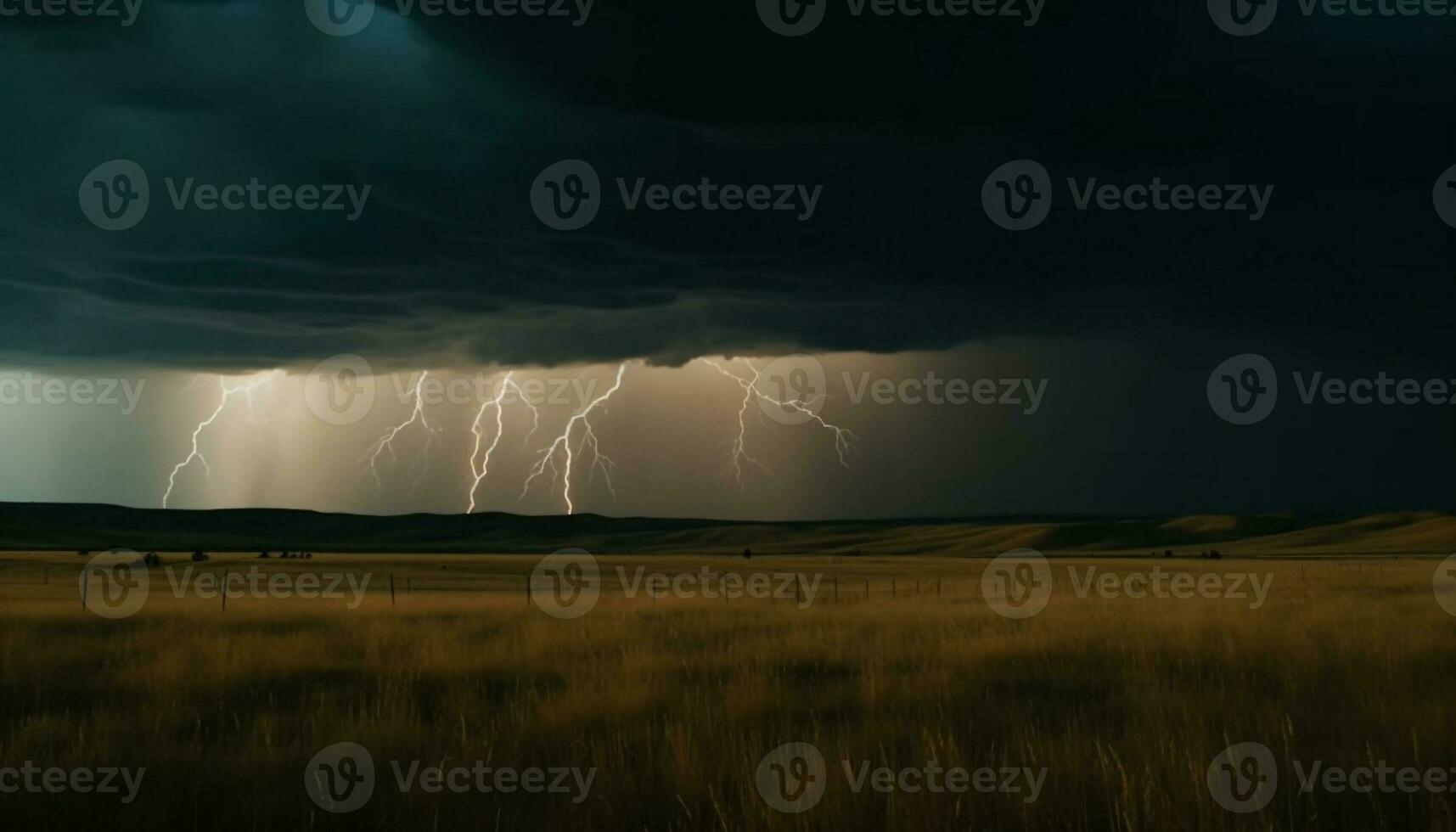 electricidad crujidos mediante el ominoso tormenta nube generado por ai foto