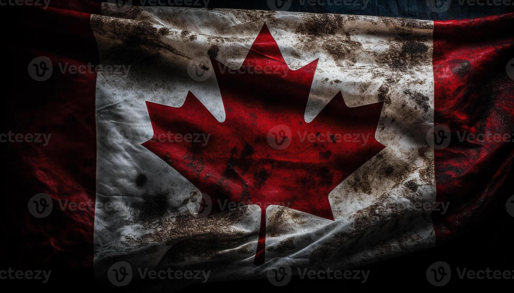 Canadian flag waving proudly in nature backdrop generative AI photo