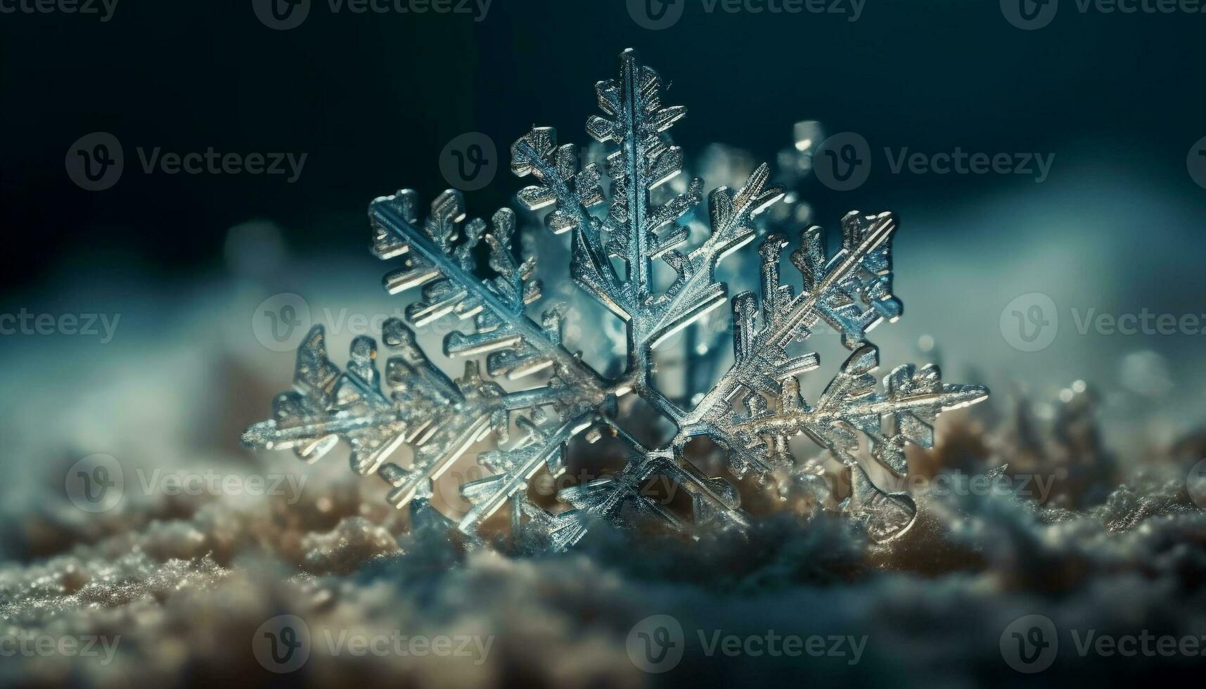 Winter snowflake decoration on frosty blue background generative AI photo