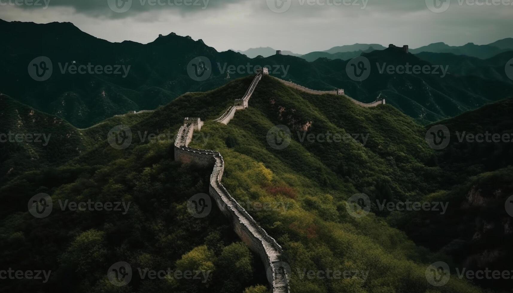 majestuoso montaña rango, Beijing antiguo arquitectura temor inspirador generativo ai foto