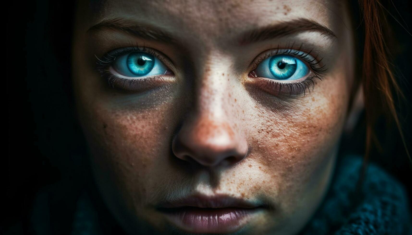 Young woman staring outdoors, sadness in eyes generative AI photo