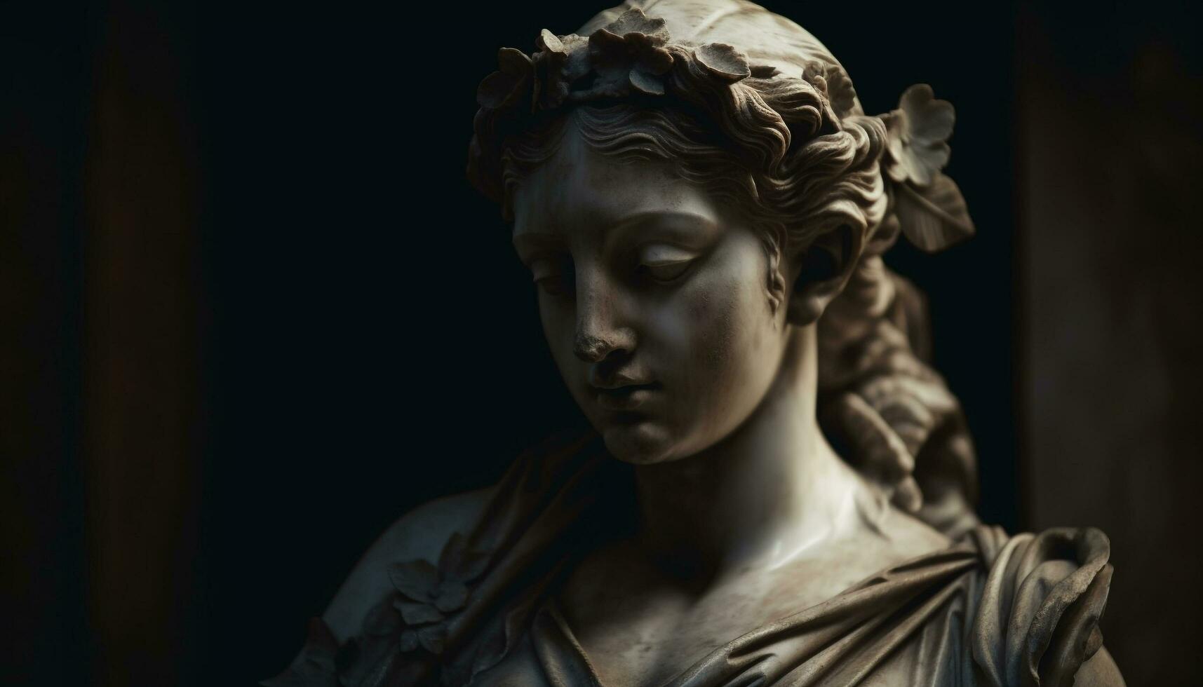 Gothic statue of grief stricken woman praying generated by AI photo