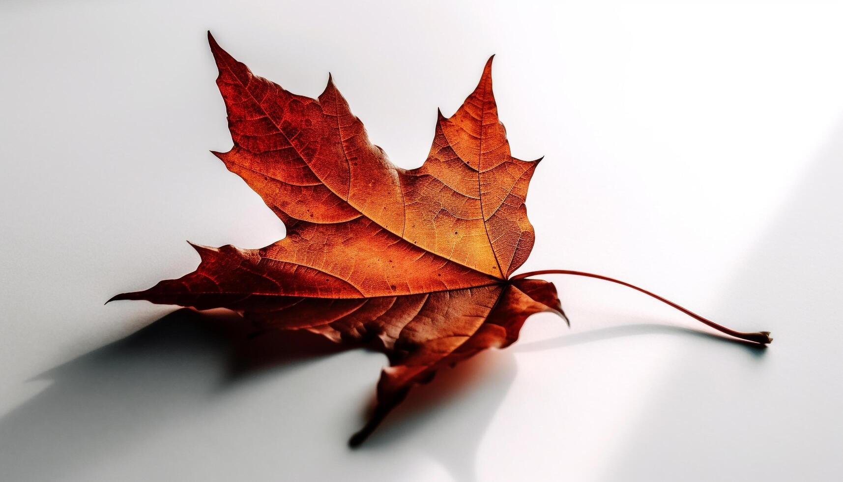 Vibrant autumn maple leaf on white background photo
