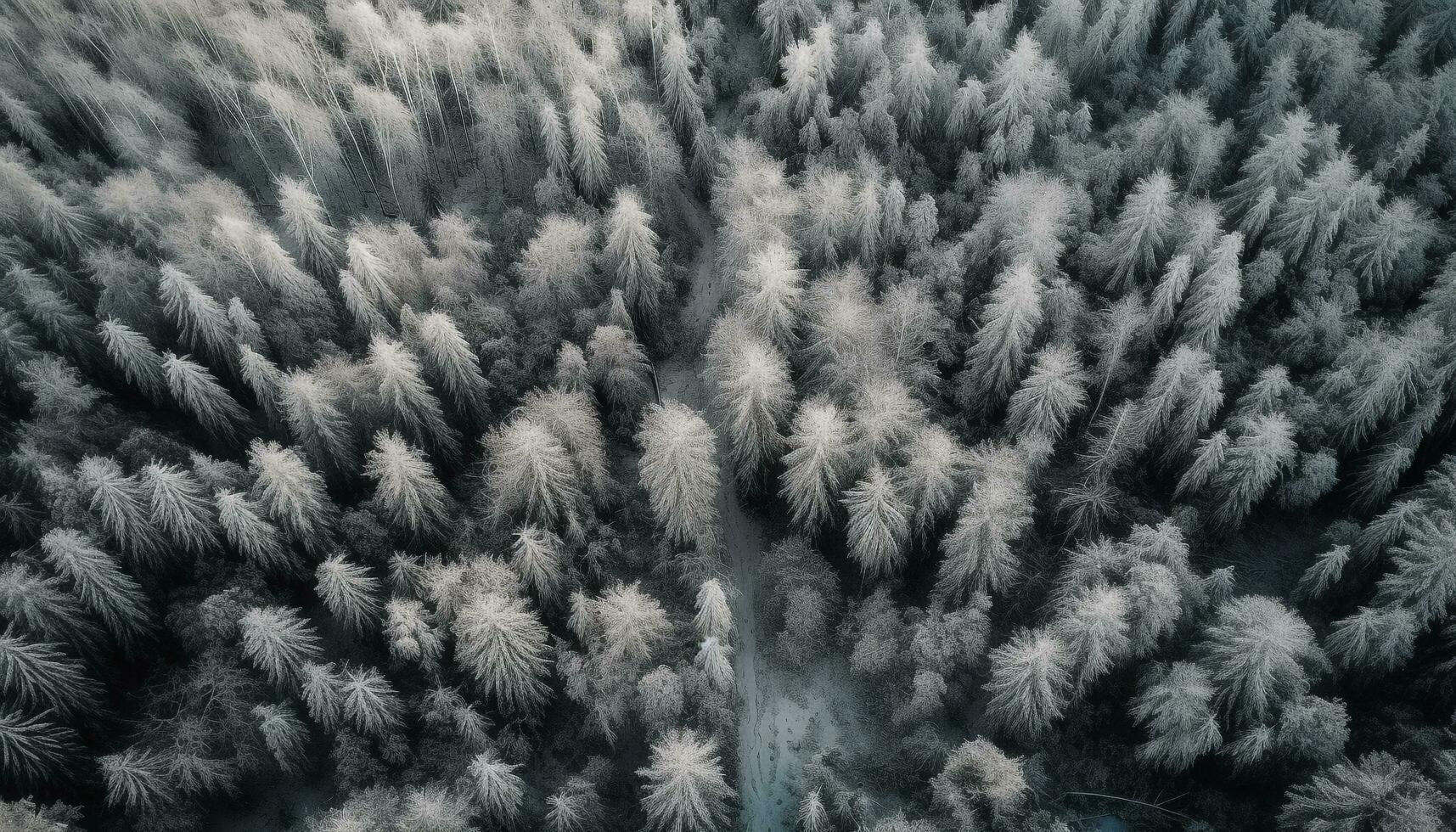 High up flying drone captures winter wonderland generated by AI photo