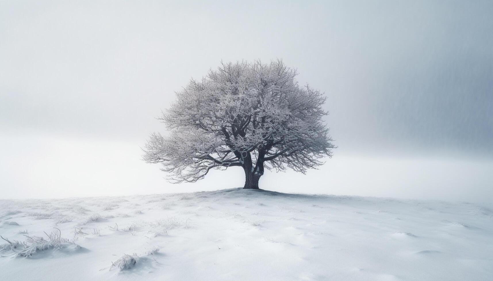 Tranquil winter forest snow covered pine trees generated by AI photo