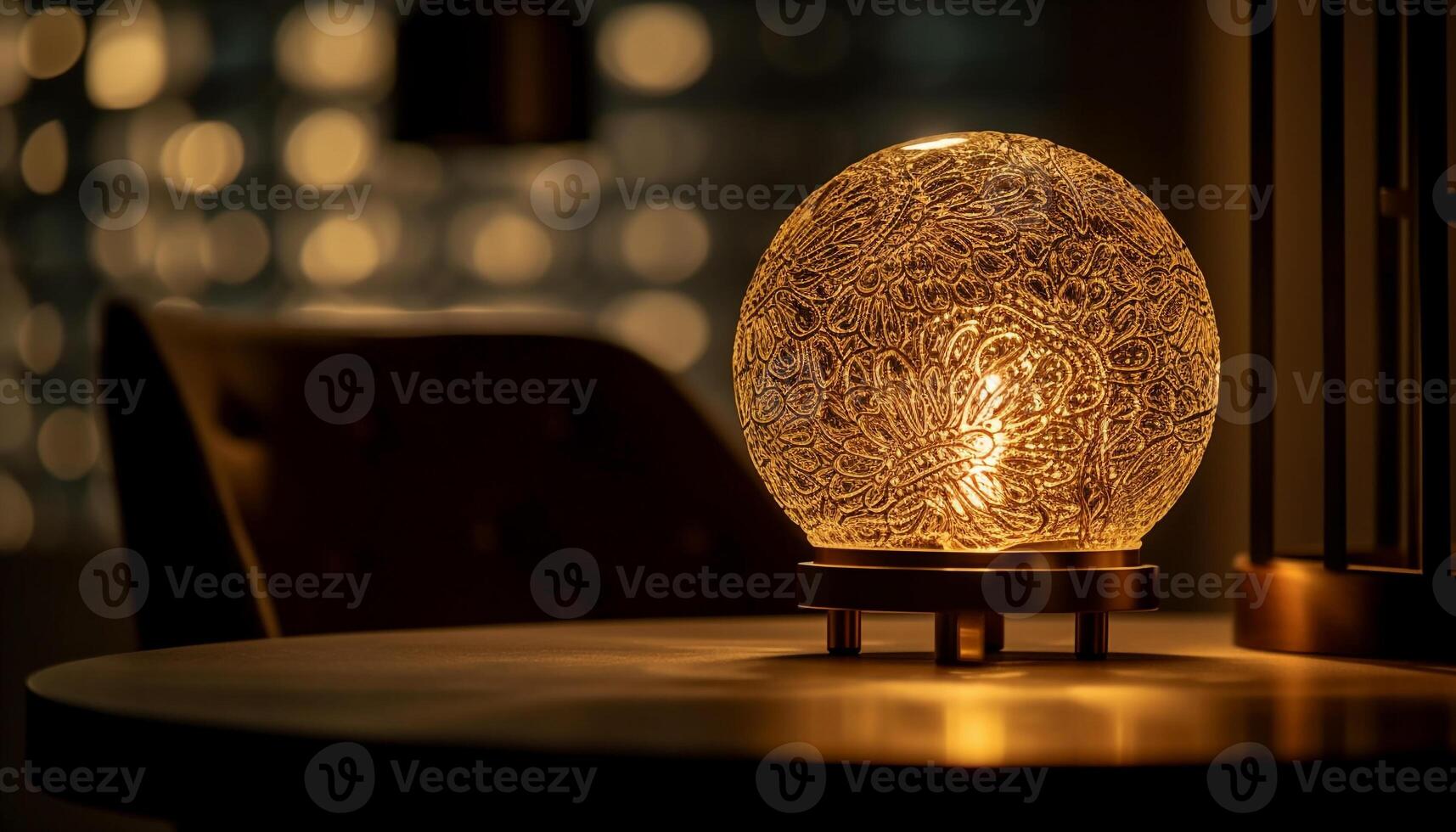 Glowing chandelier illuminates old fashioned luxury home interior generated by AI photo