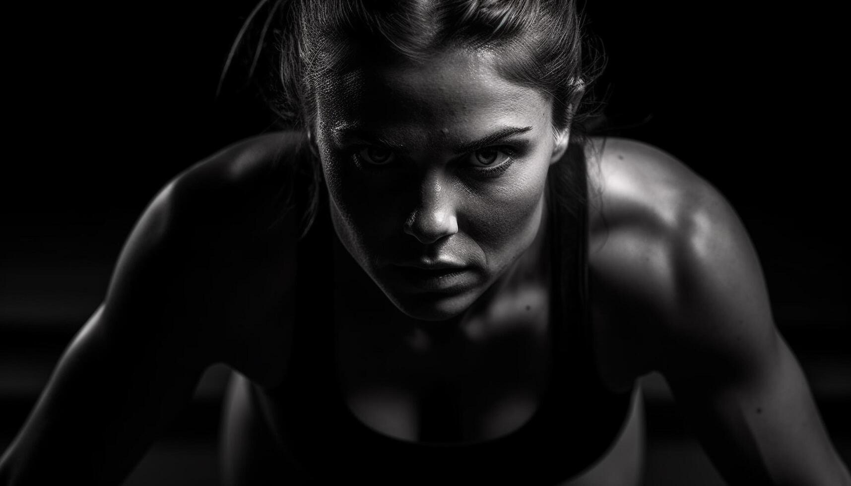 Muscular young woman exercising for healthy lifestyle generated by AI photo