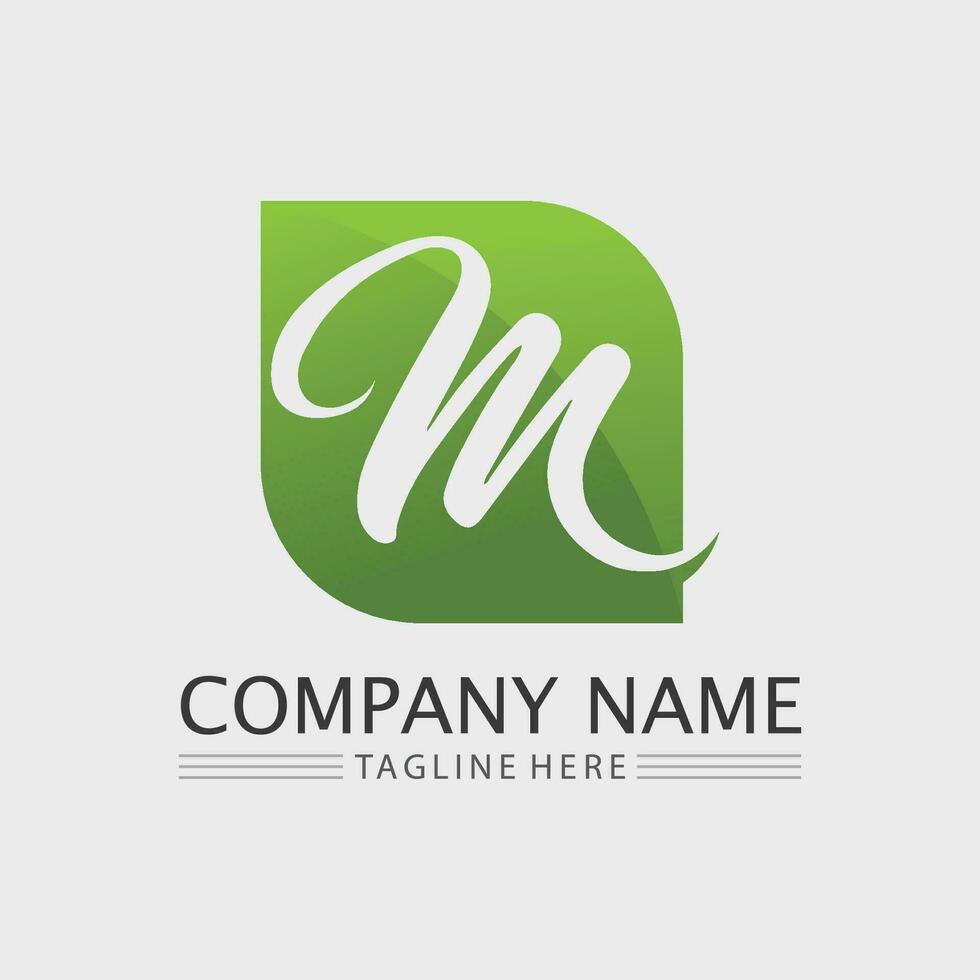 M letter an M font logo design vector identity icon sign