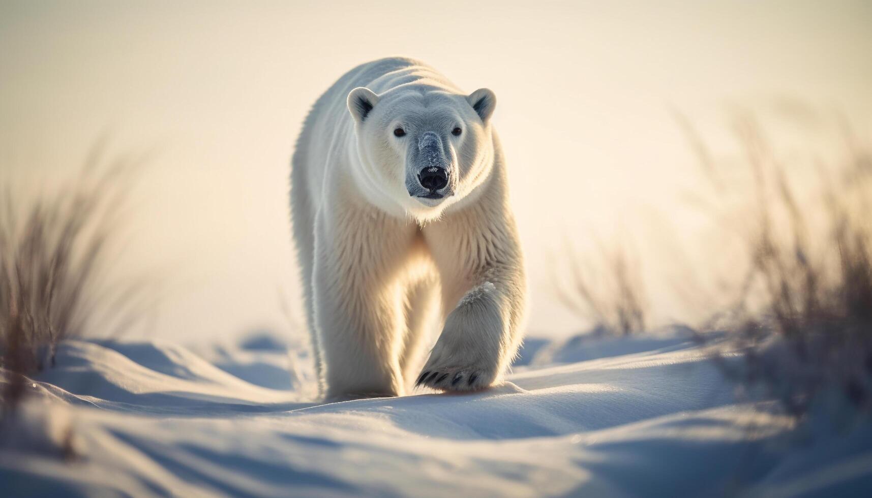 linda ártico mamífero caminando en congelado hielo generado por ai foto