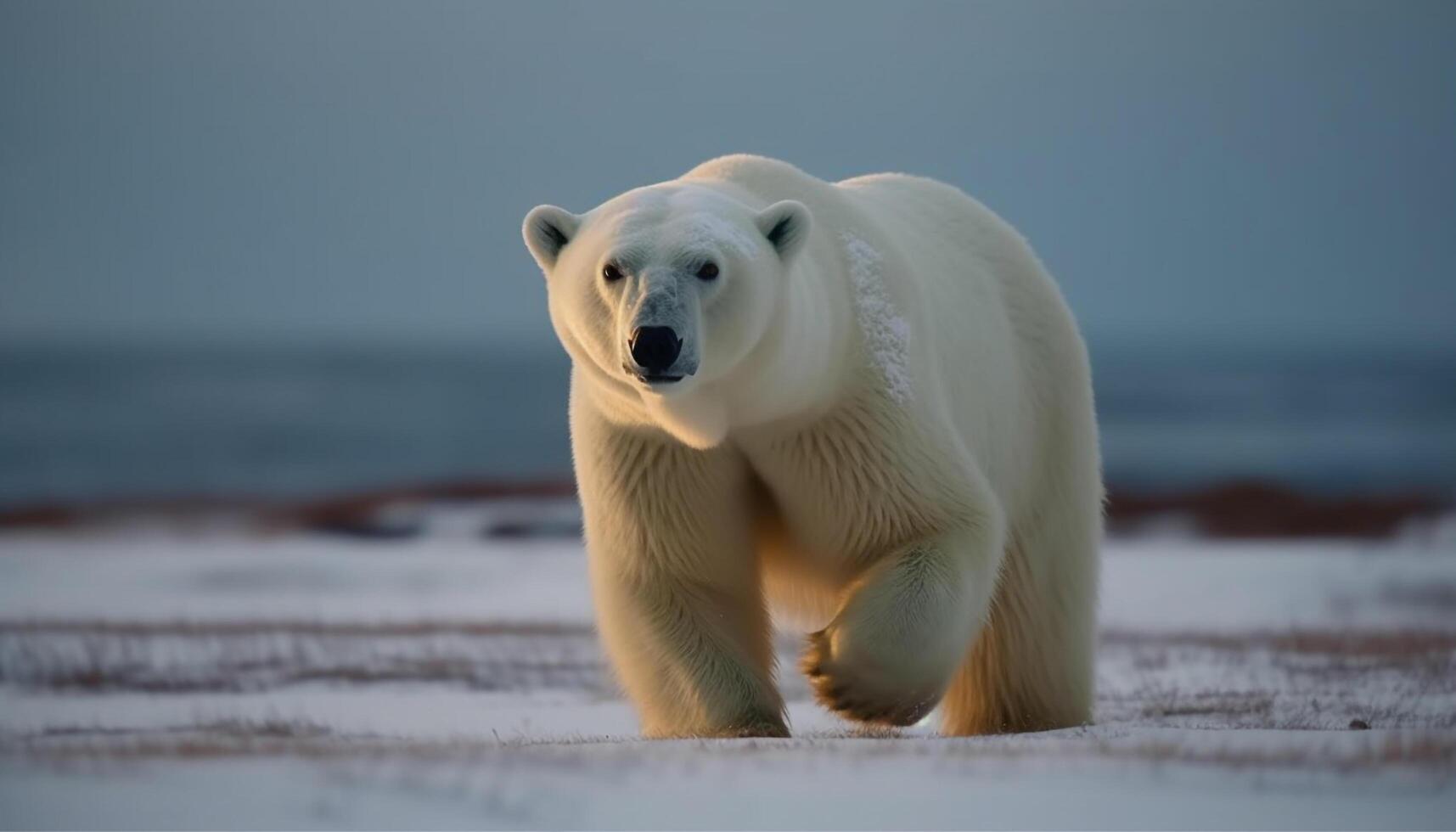 uno linda mamífero caminando en congelado hielo generado por ai foto