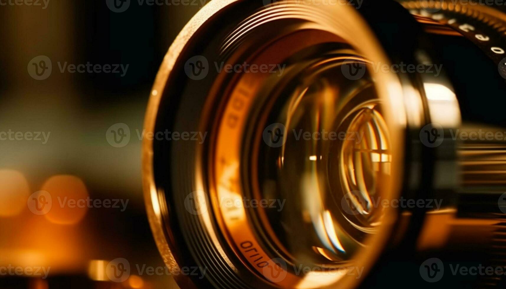 Selective focus on shiny metal circle reflection generated by AI photo