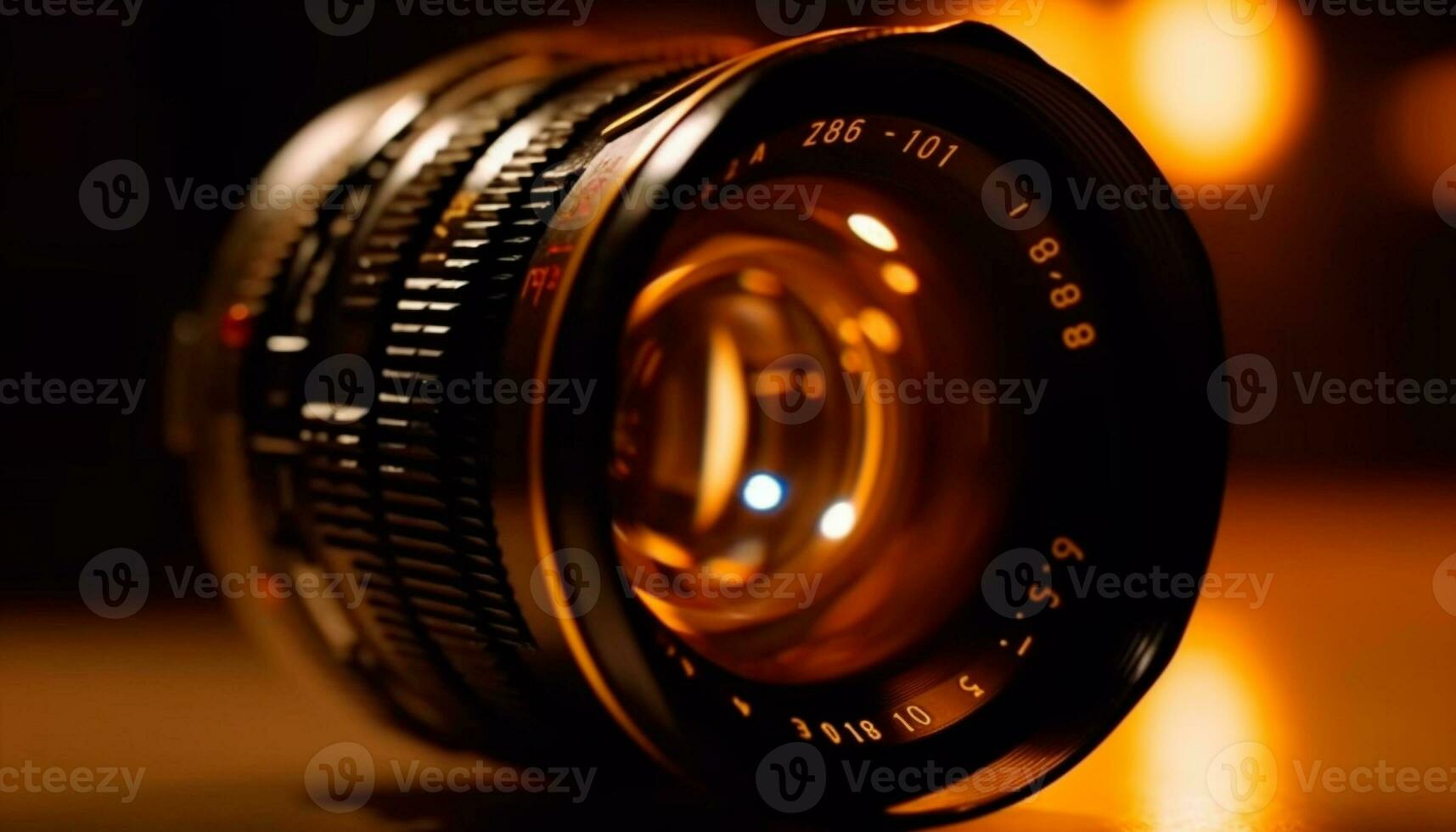 Antique SLR camera captures elegant close up reflection generated by AI photo
