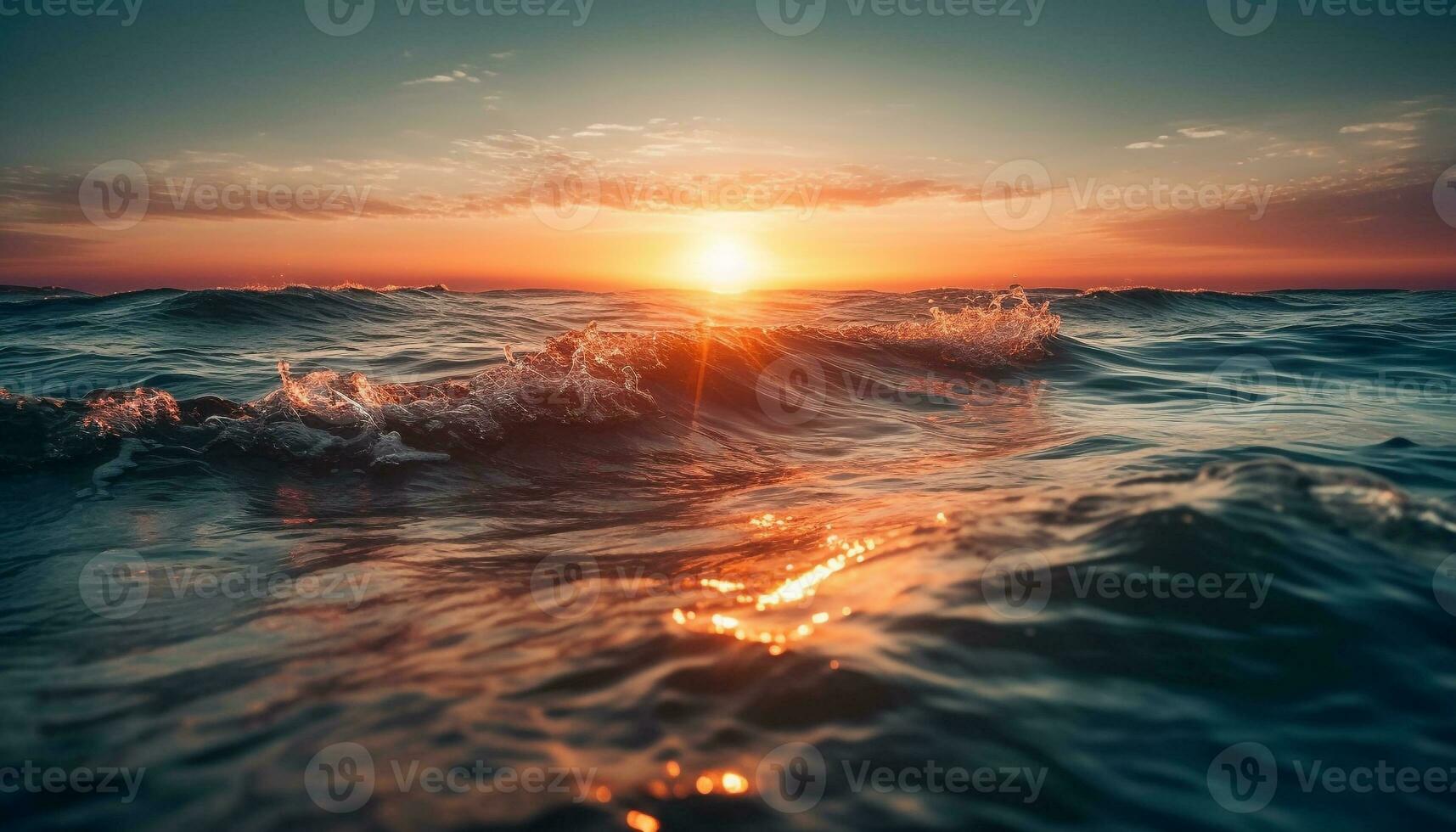 puesta de sol terminado tranquilo aguas un multi de colores belleza generado por ai foto