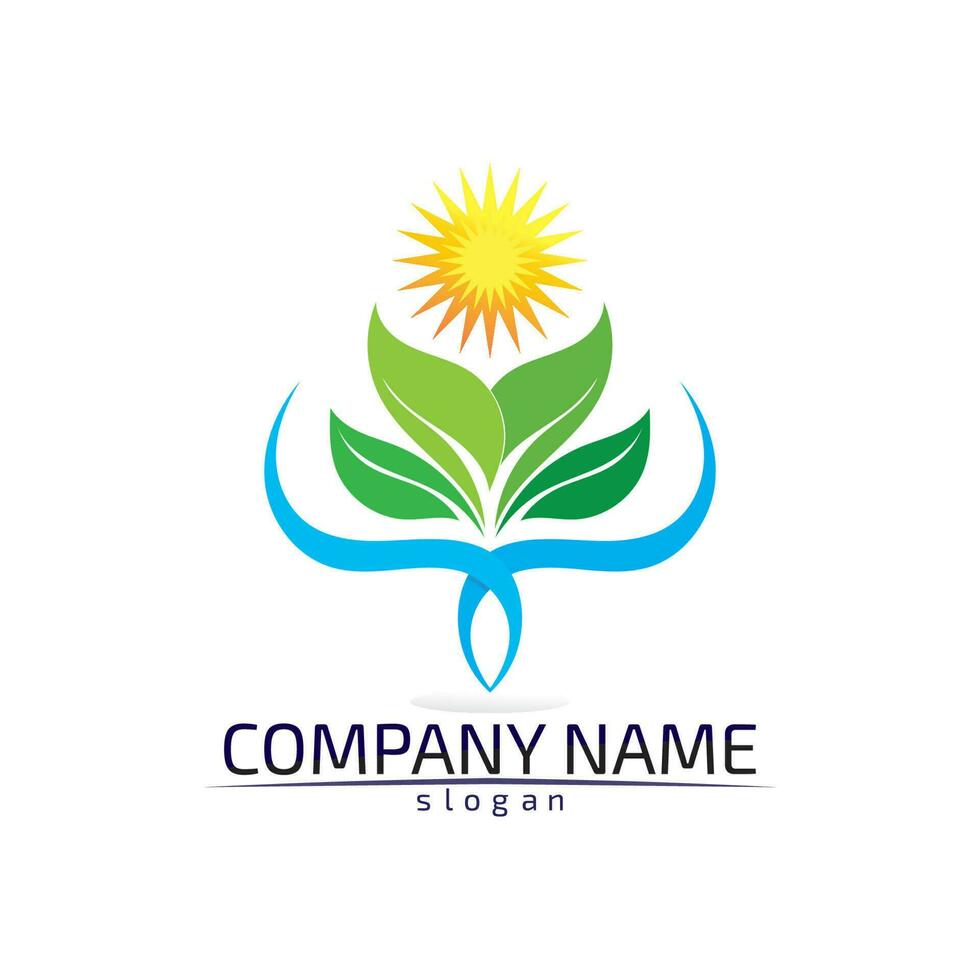 Tree leaf vector design eco friendly concept logo