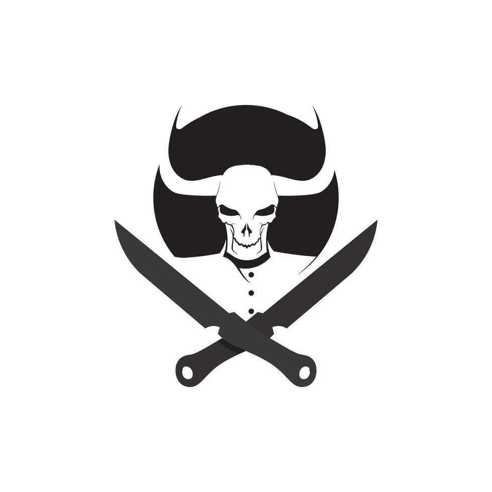 Crossbones death skull, danger or poison flat icon for apps and websites vector