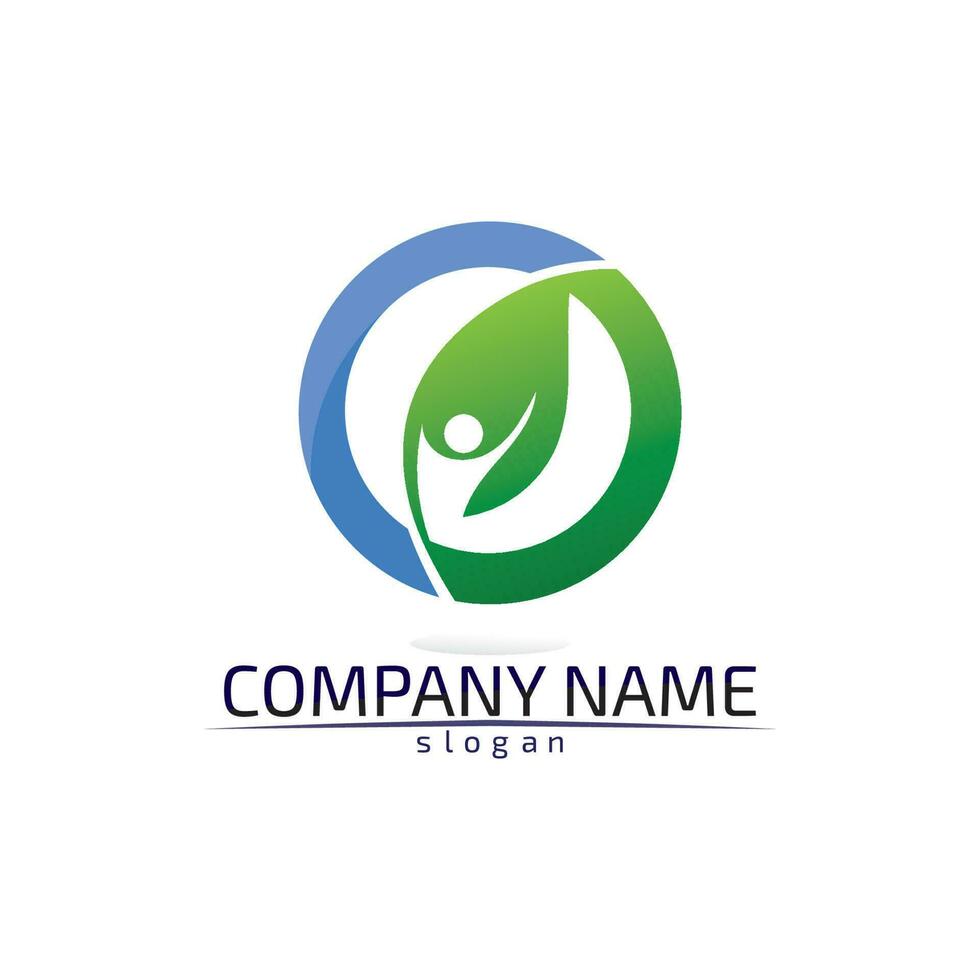Tree leaf vector design eco friendly concept logo