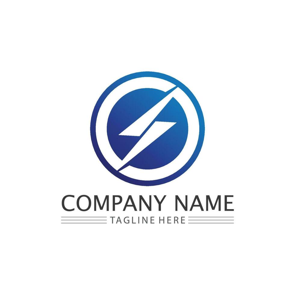 the power vector, flash ogo and thunderbolt and icon electricity illustration template design vector