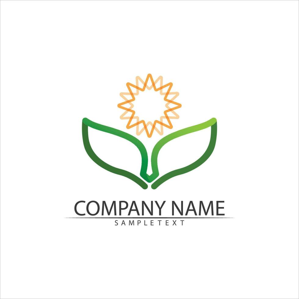 Tree leaf vector and green logo design friendly concept