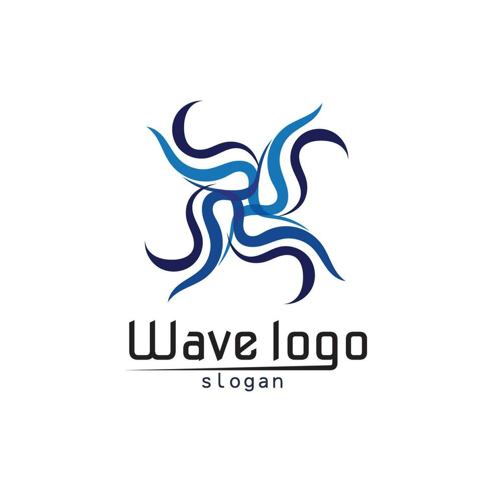 Aplicación de iconos de plantilla de logotipo y símbolos de playa de olas vector