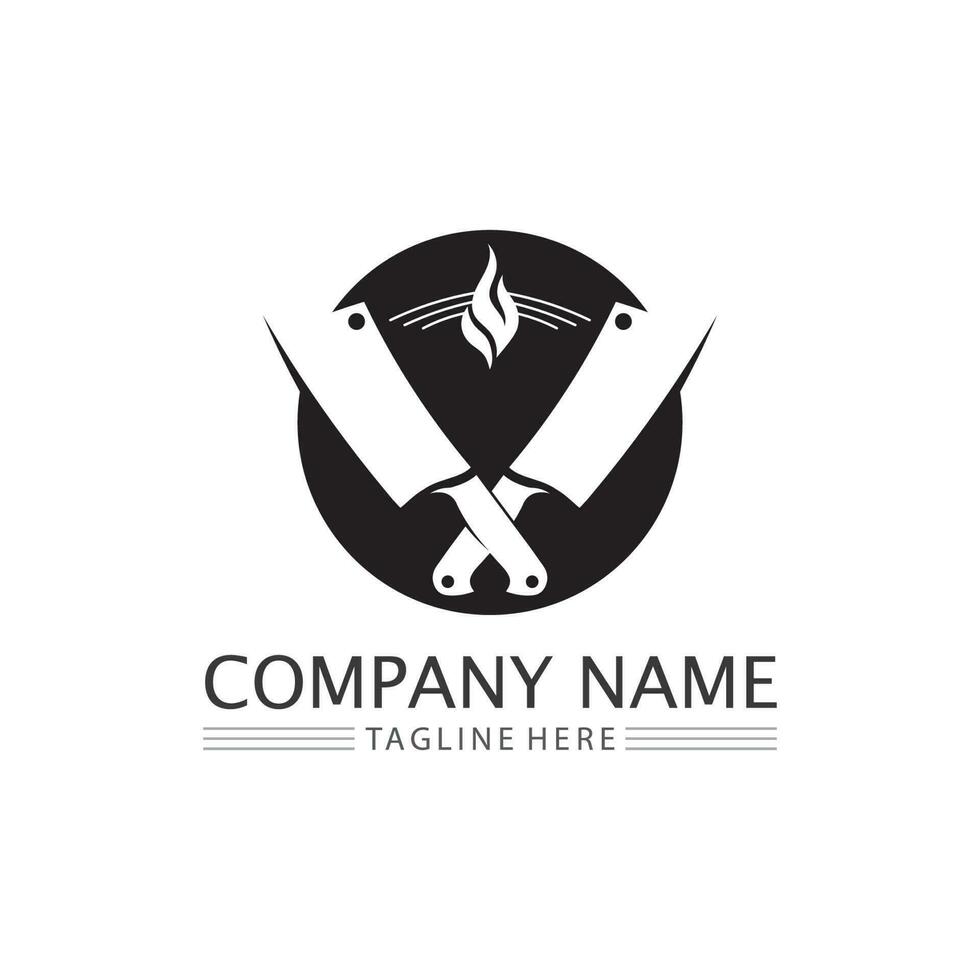 knife and Chef kitchen icon vector Cutlery Kitchen utensils symbol for cooking design
