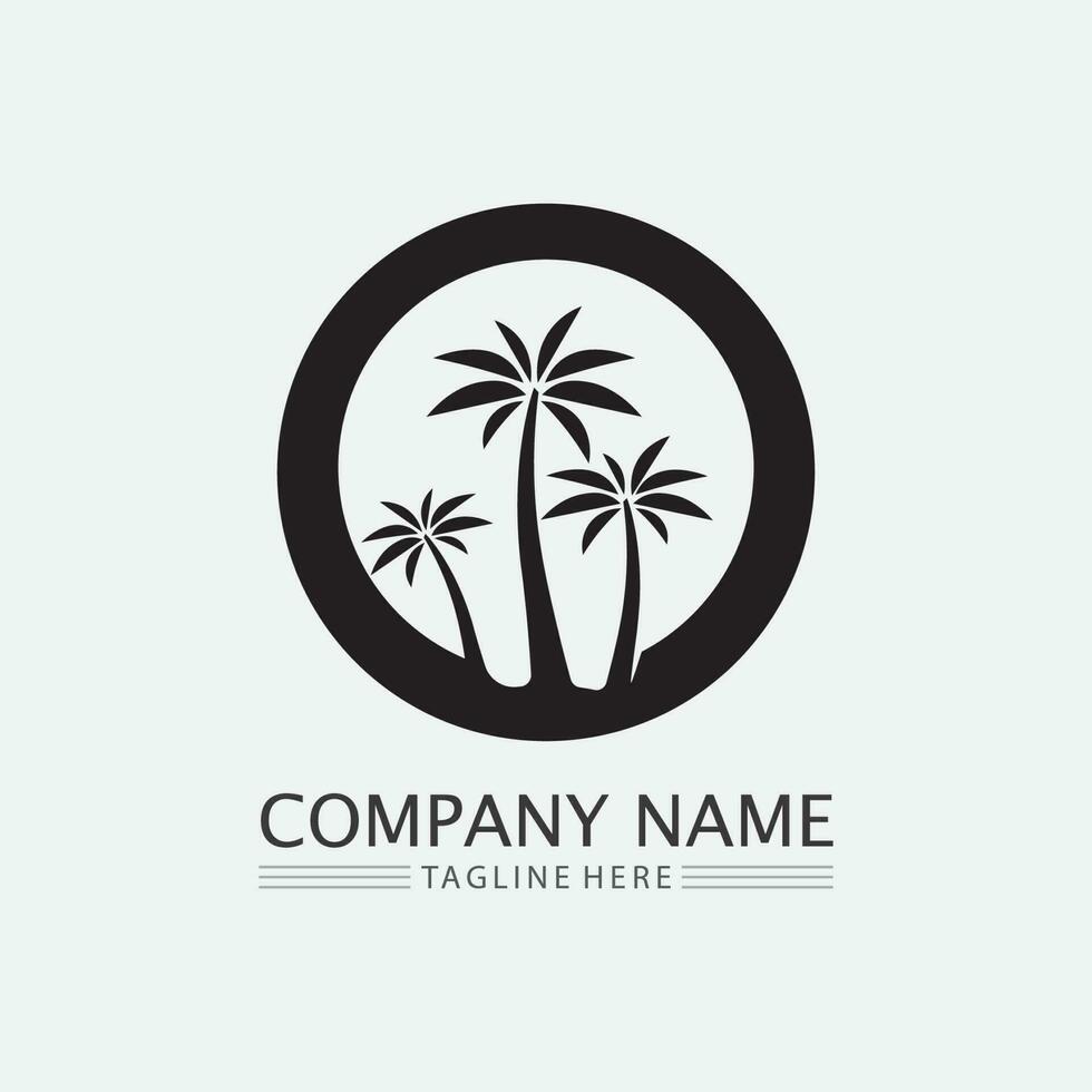 Palm tree summer logo template vector