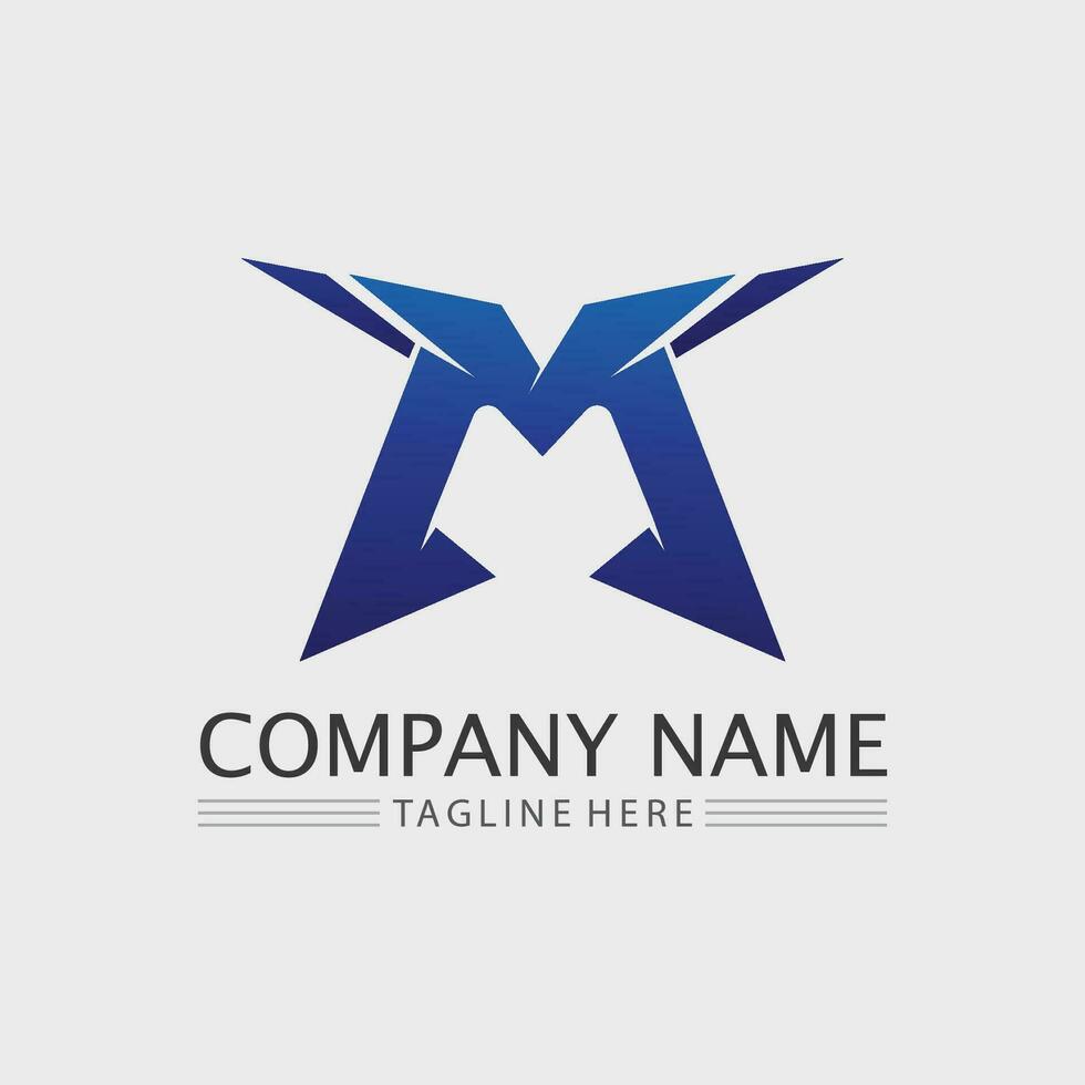 M letter an M font logo design vector identity icon sign