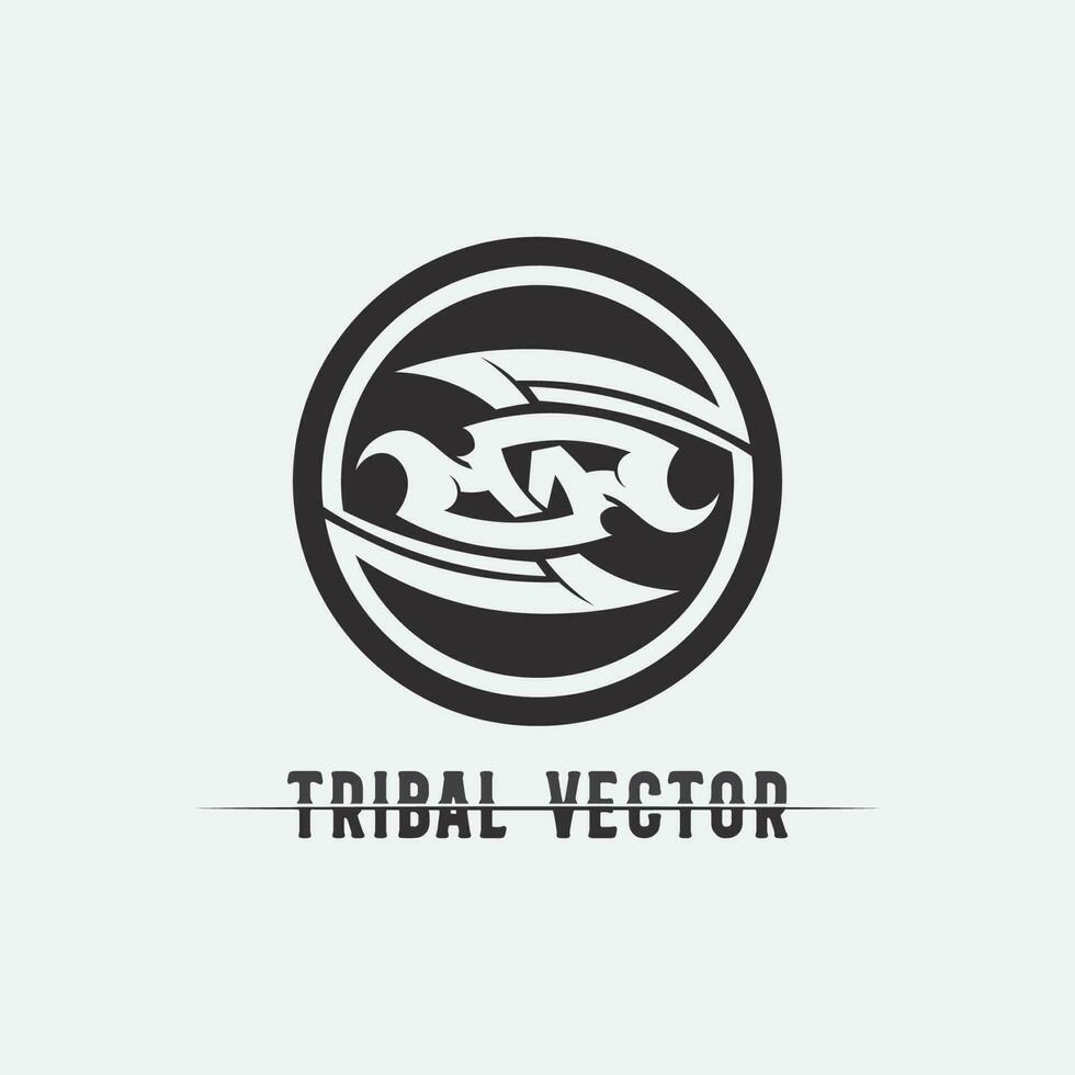 tribal, clásico, negro, étnico, tatuaje, icono, vector, ilustración, diseño, logotipo vector