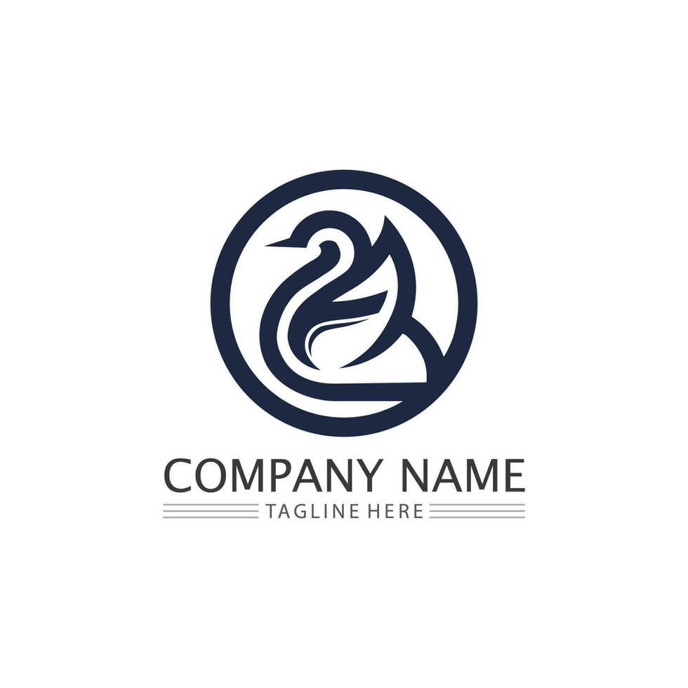 Birds and swallow dove logo design and vector animal wings and flying bird