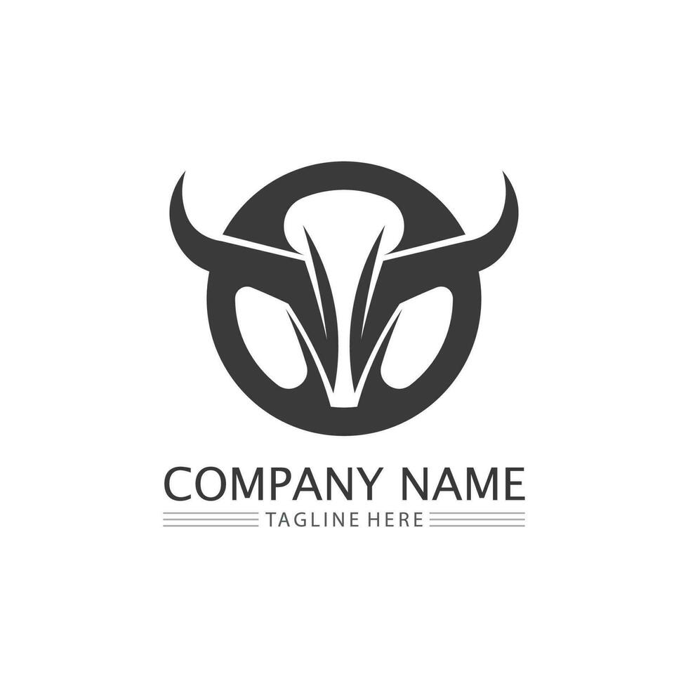 Abstract shield bull logo, horn badges logo icon vector
